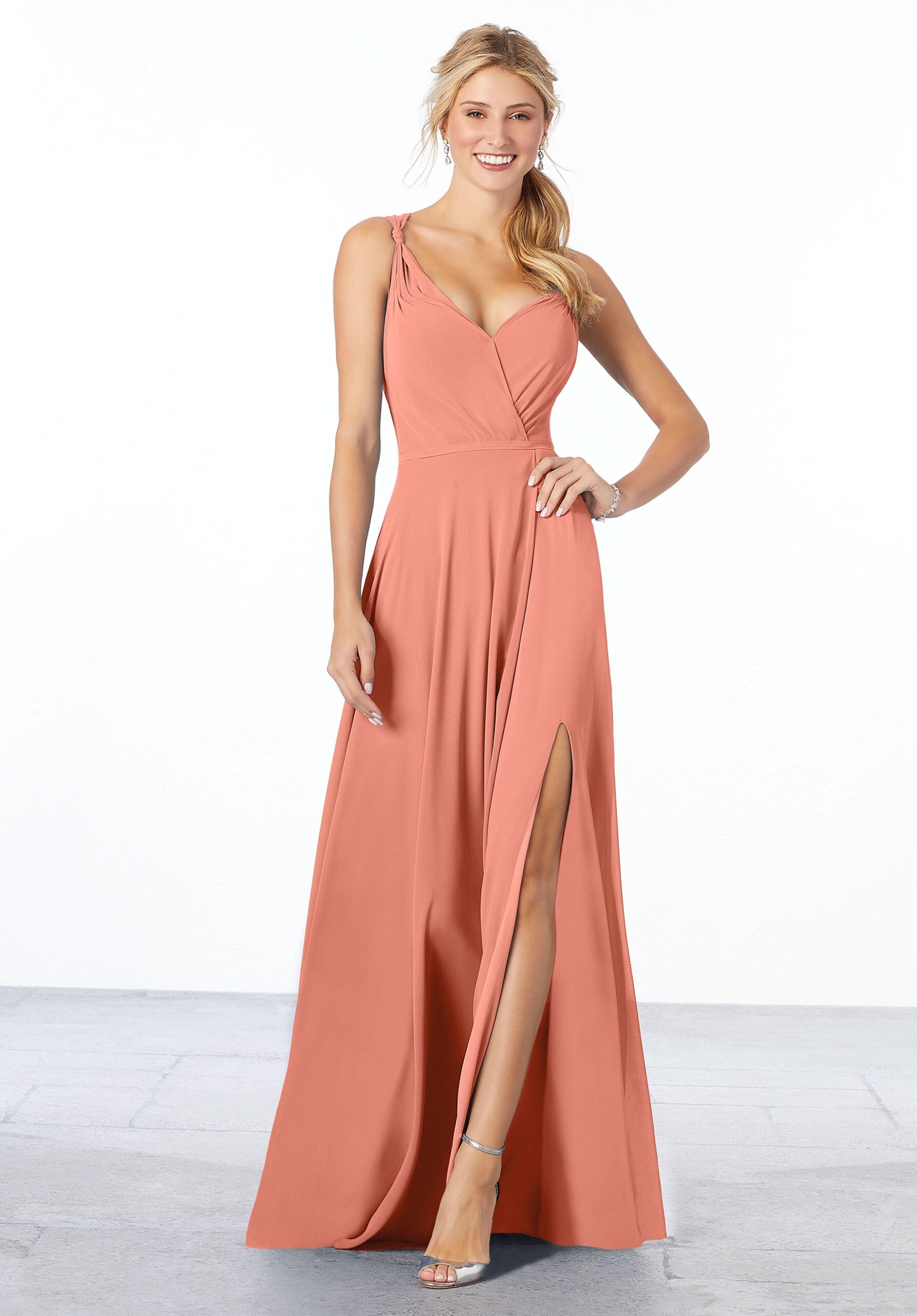 Formal Dresses Long A Line Formal Evening Slit Dress MGNY Madeline Gardner New York 21661 Spice