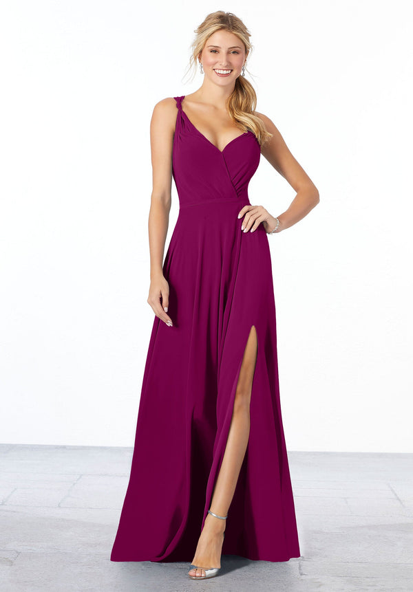 A Line Slit Long Formal Evening Dress MGNY Madeline Gardner New York 21661