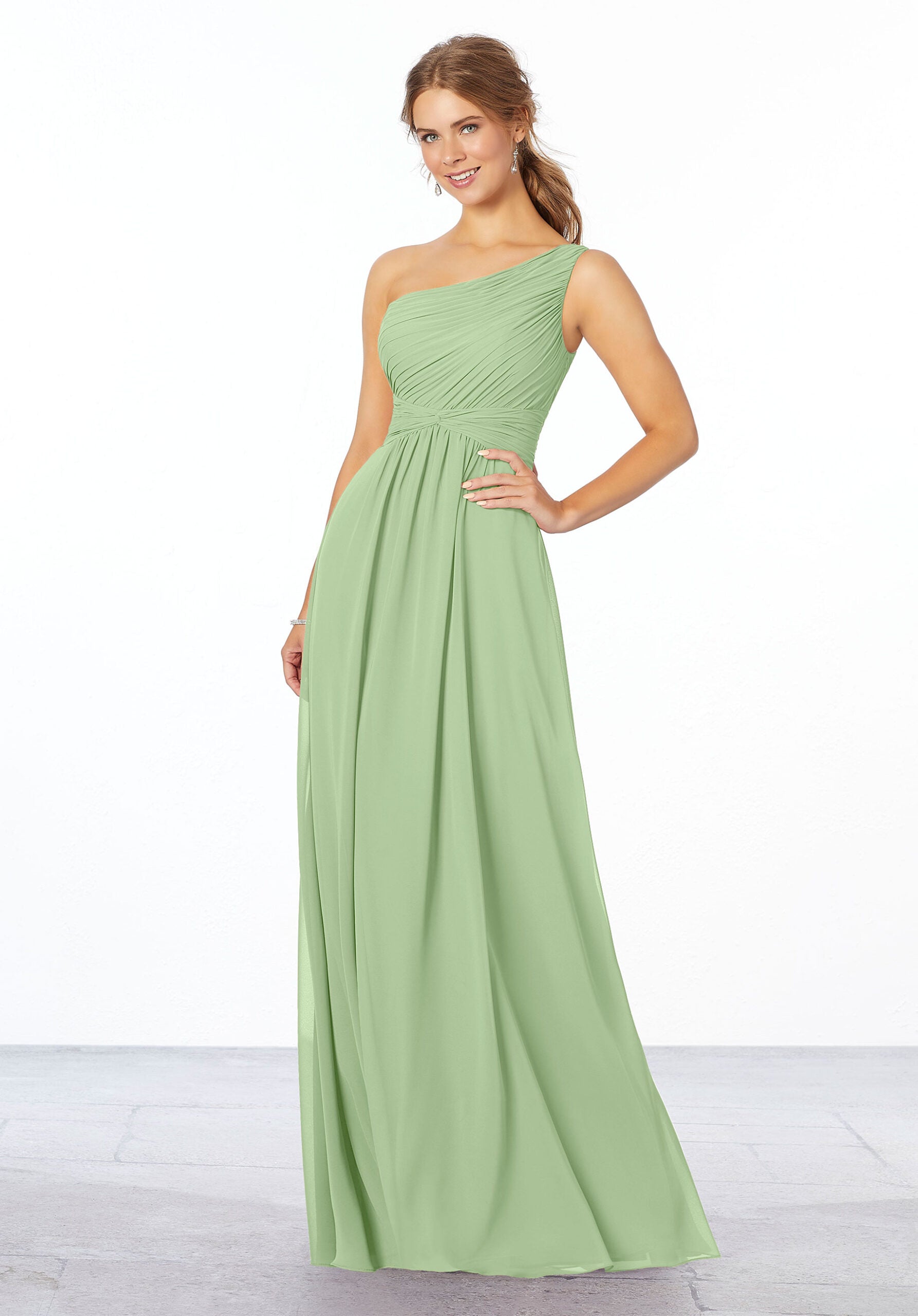 Formal Dresses Long A Line Pleated Evening Formal Dress MGNY Madeline Gardner New York 21662 Sage