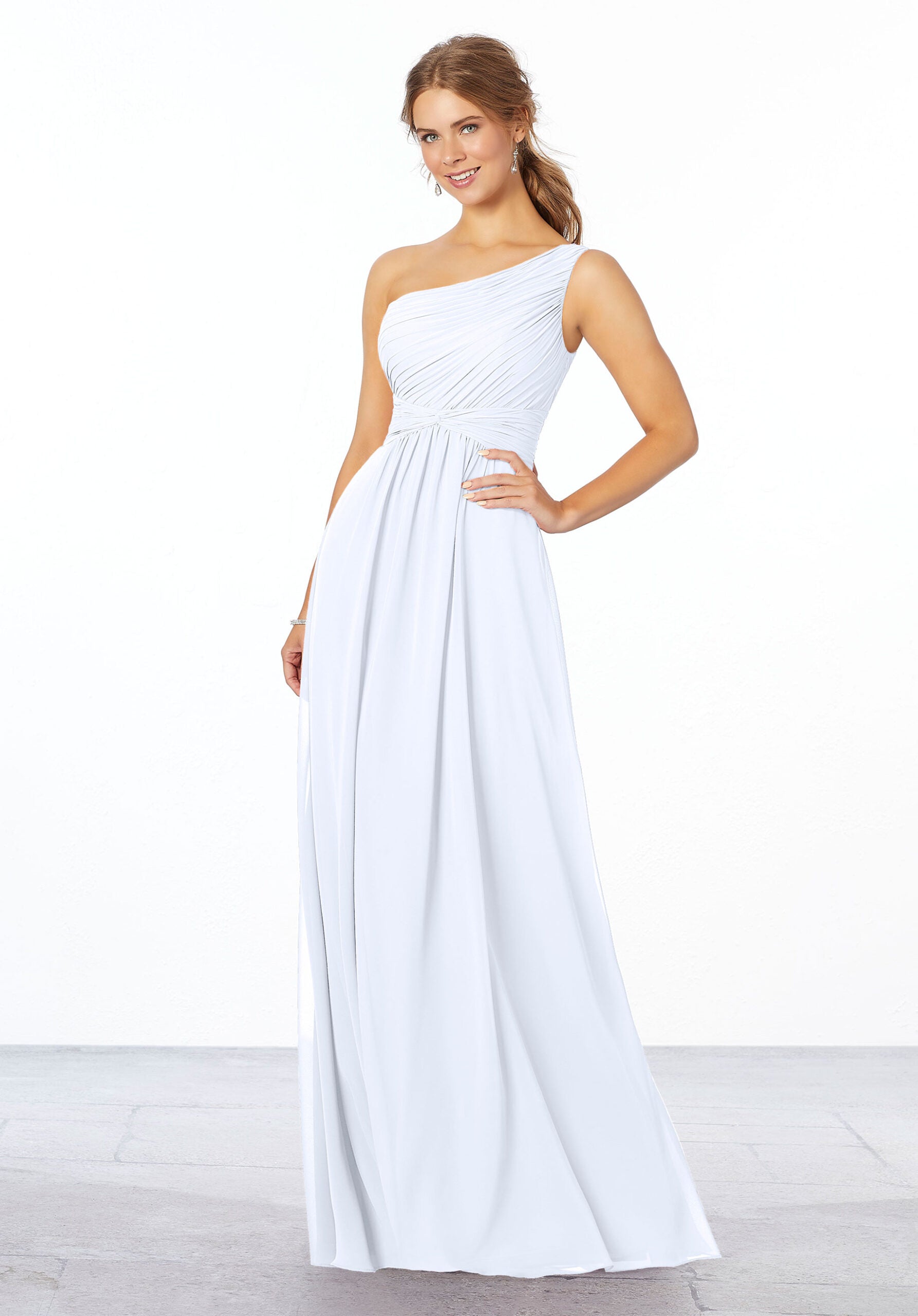 Formal Dresses Pleated Formal Long Evening Dress MGNY Madeline Gardner New York 21662 Fog