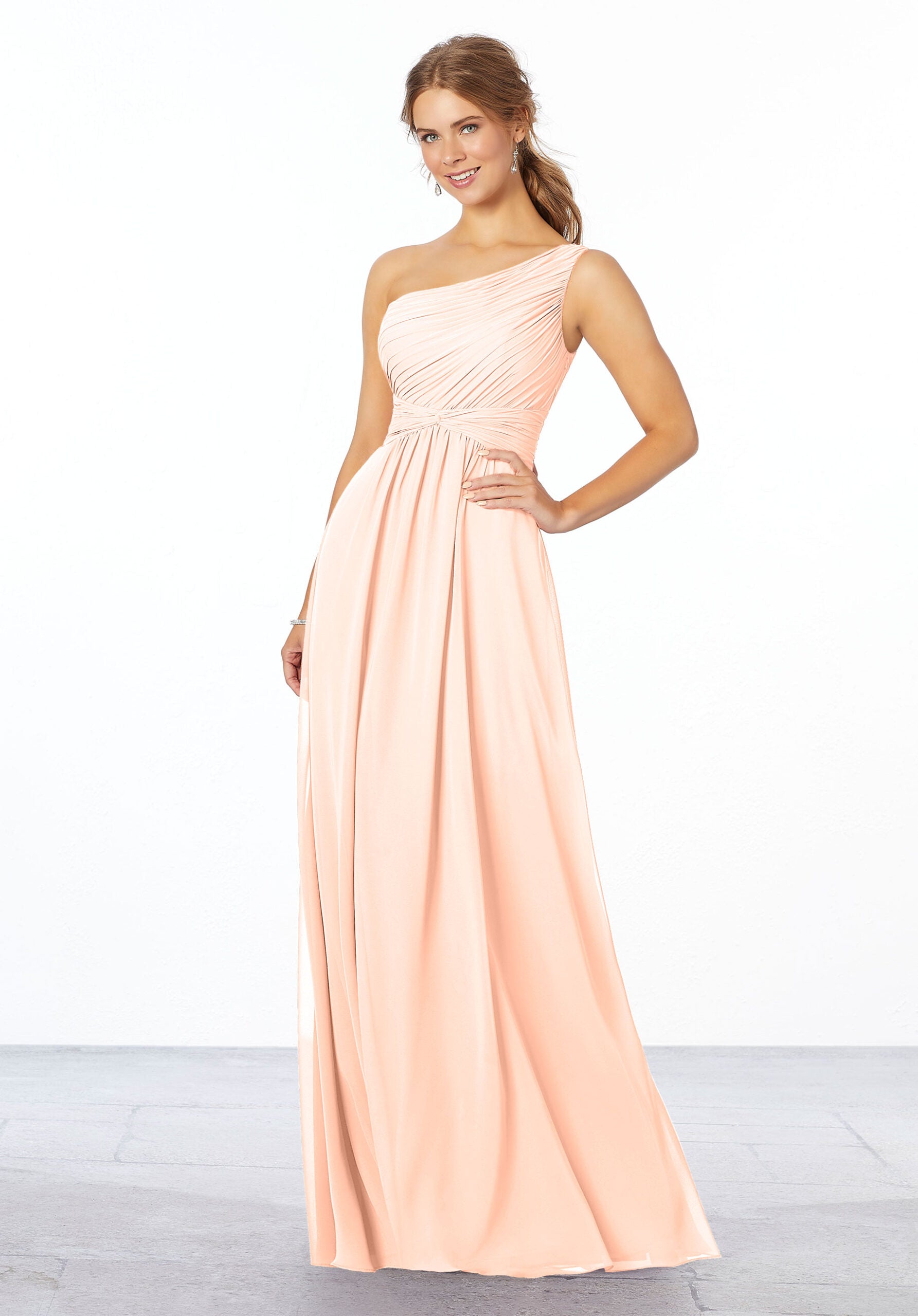 Formal Dresses Long Formal Pleated Evening Dress MGNY Madeline Gardner New York 21662 Blush