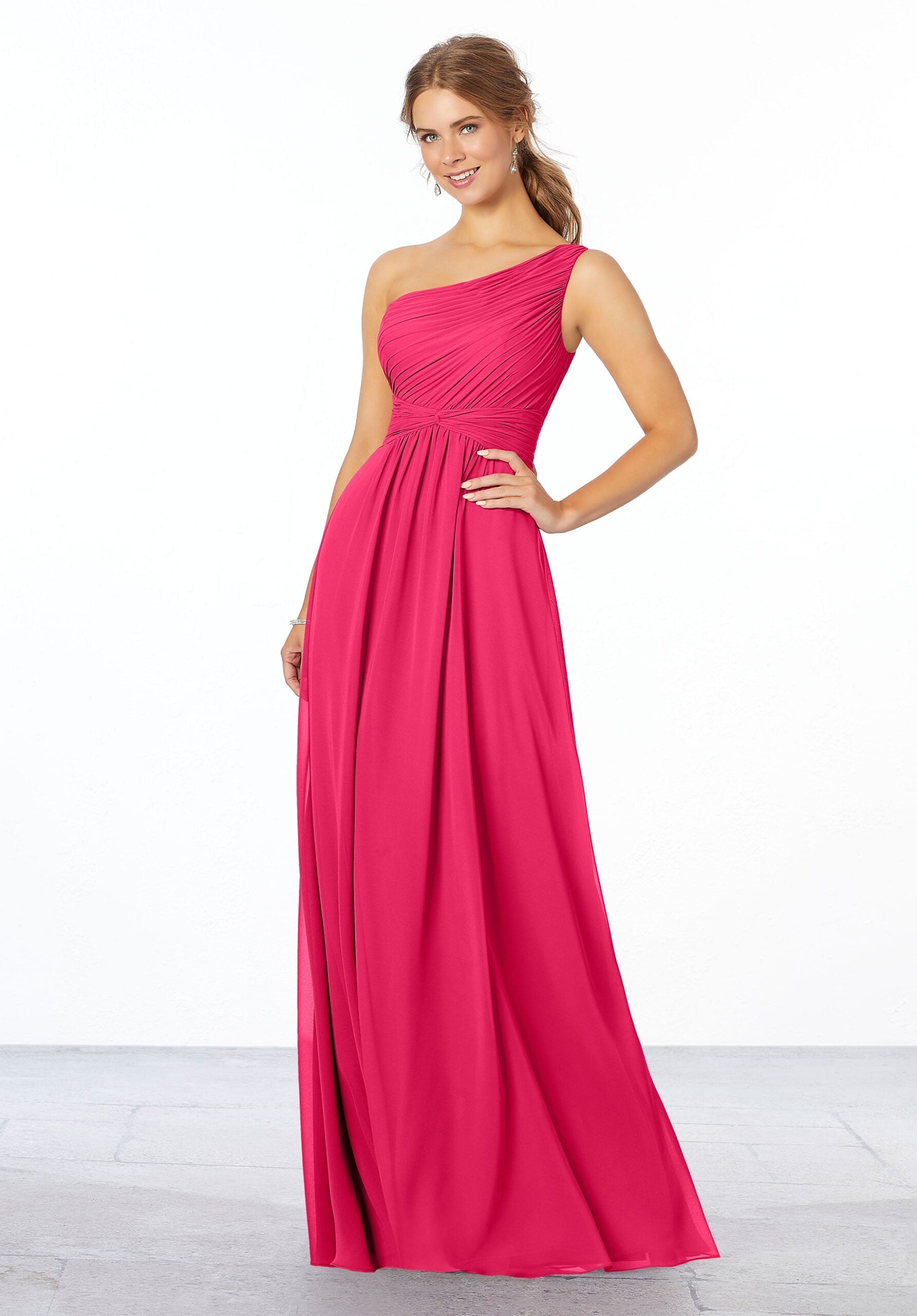 Formal Dresses Long Formal Pleated Evening Dress MGNY Madeline Gardner New York 21662 Berry