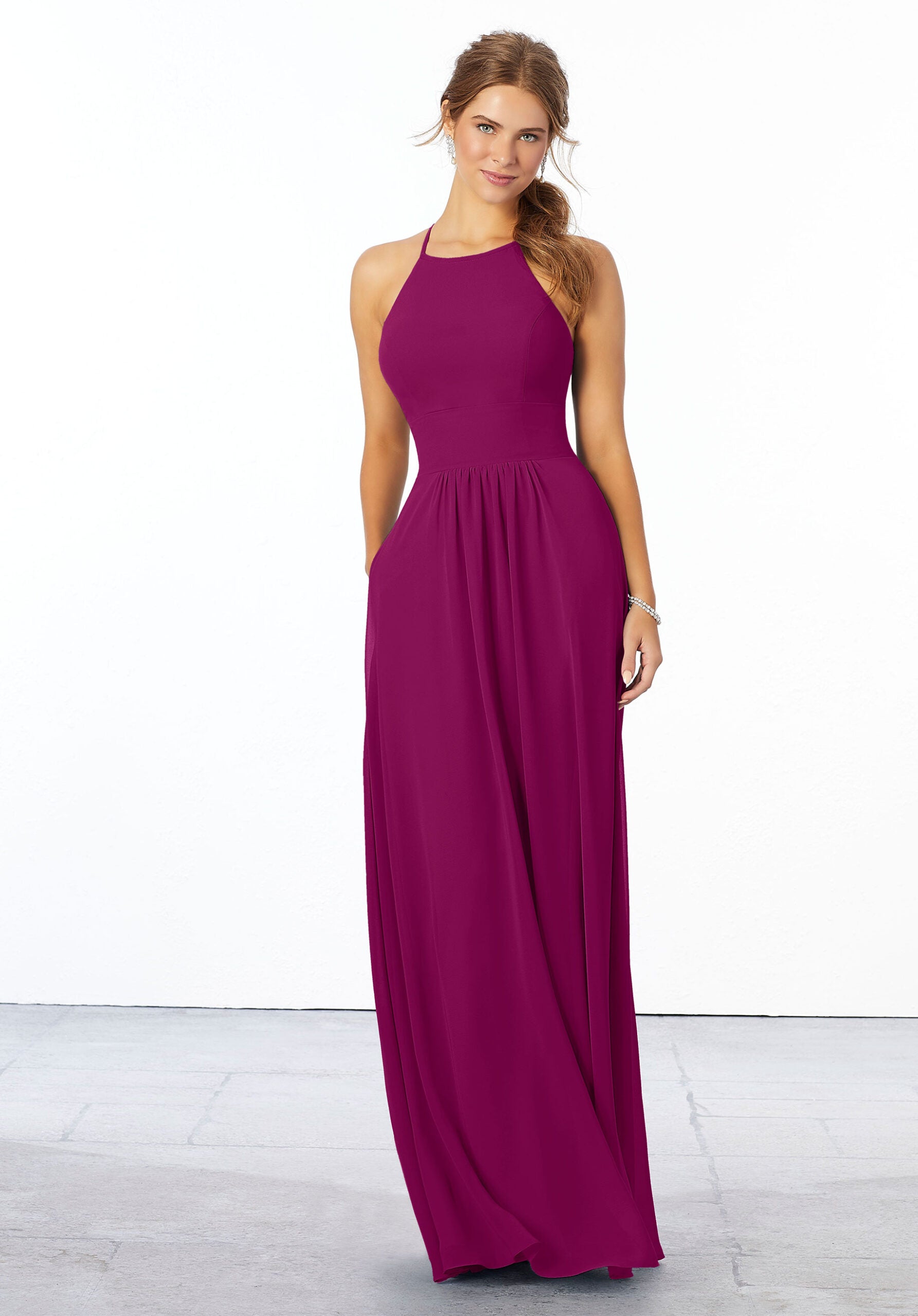 Formal Dresses Evening Formal A Line Long Pleated Dress MGNY Madeline Gardner New York 21666 Mulberry