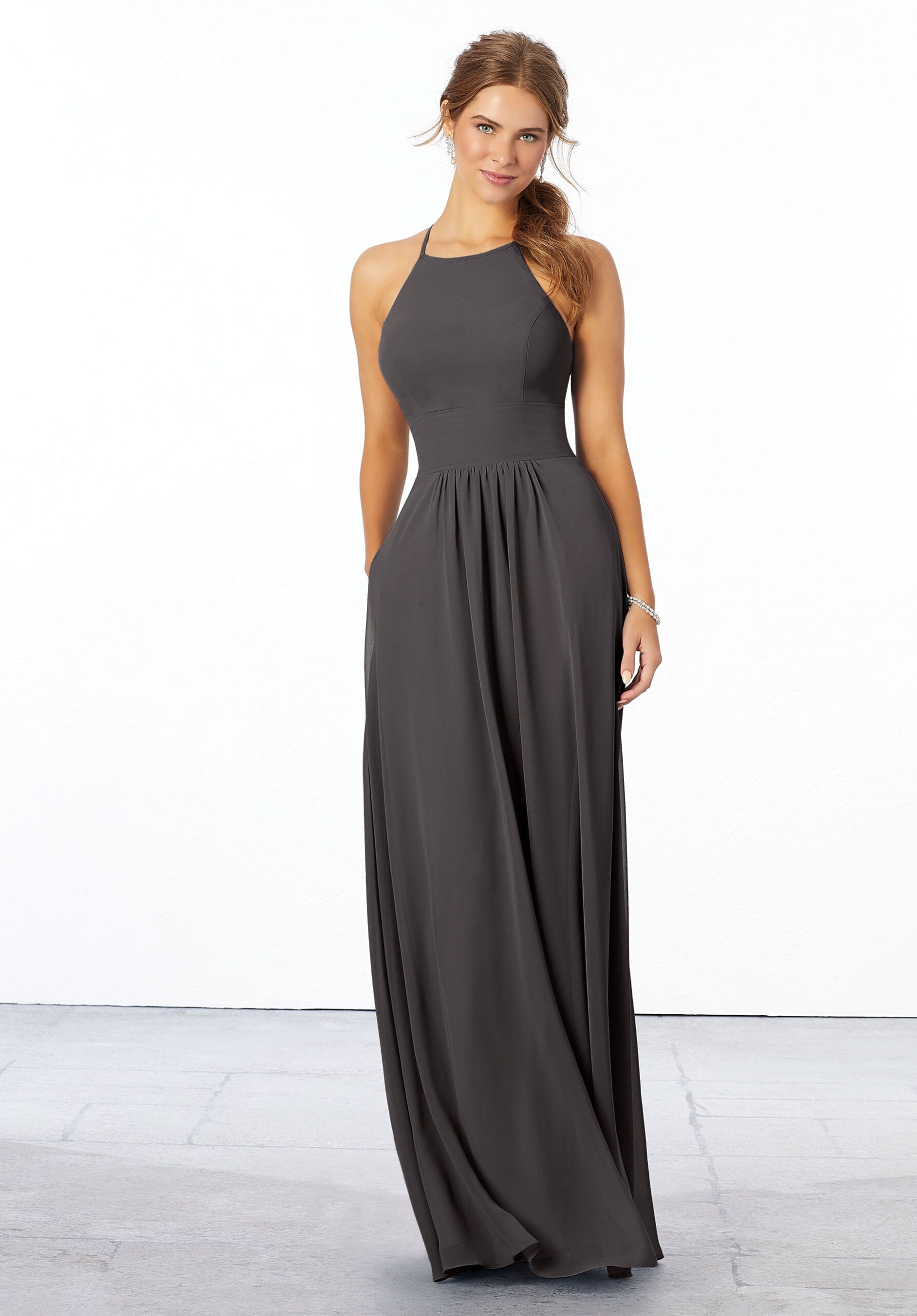 Formal Dresses Formal Long Evening Dress MGNY Madeline Gardner New York 21666 Charcoal