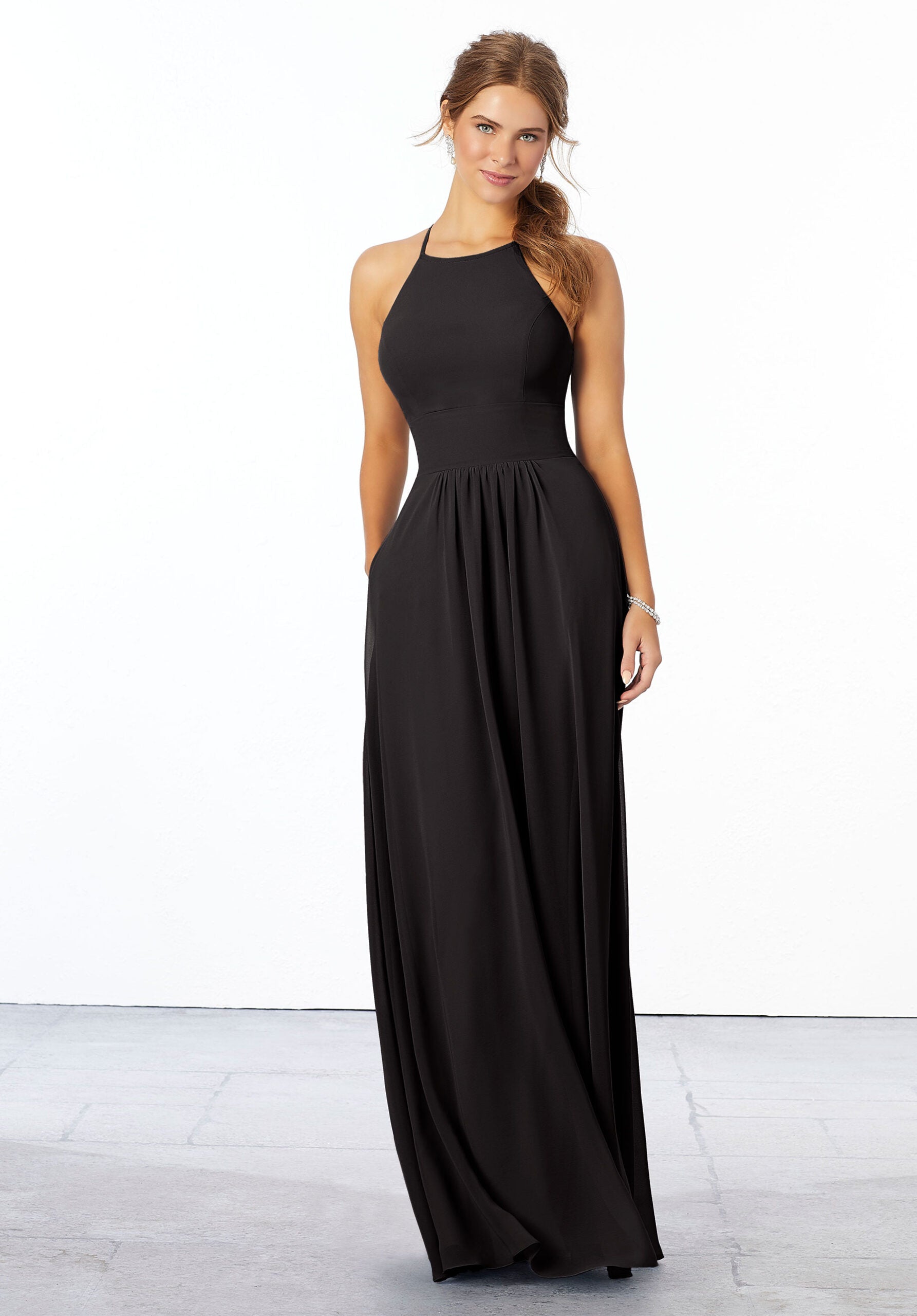 Formal Dresses Evening Long A Line Formal Dress MGNY Madeline Gardner New York 21666 Black
