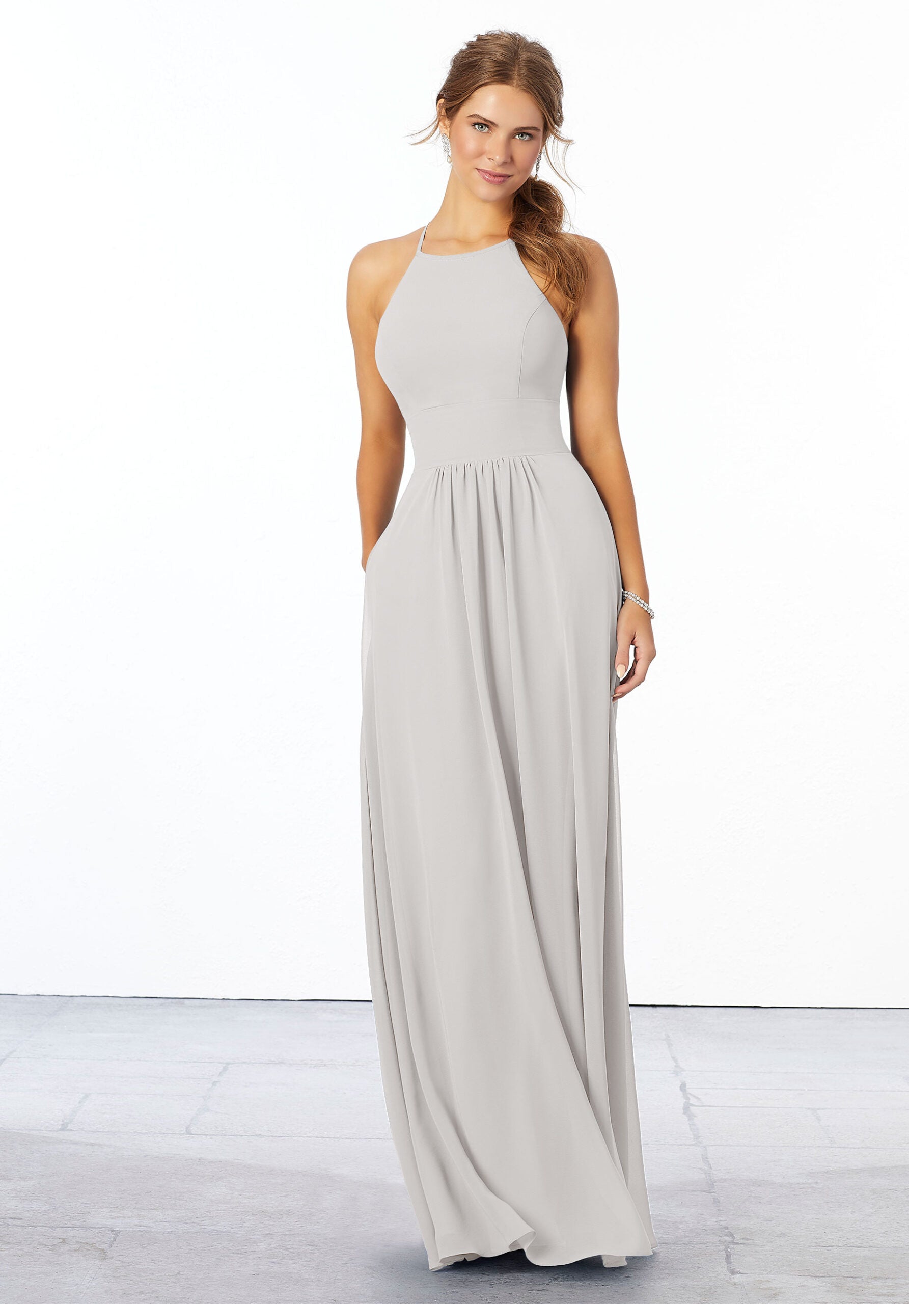 Formal Dresses Formal A Line Long Dress MGNY Madeline Gardner New York 21666 Silver