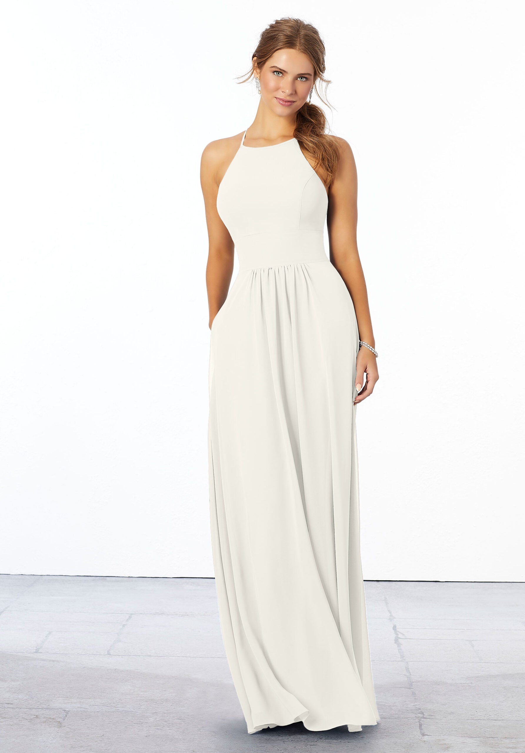 Wedding Dresses Long A Line Wedding Dress MGNY Madeline Gardner New York 21666 Ivory