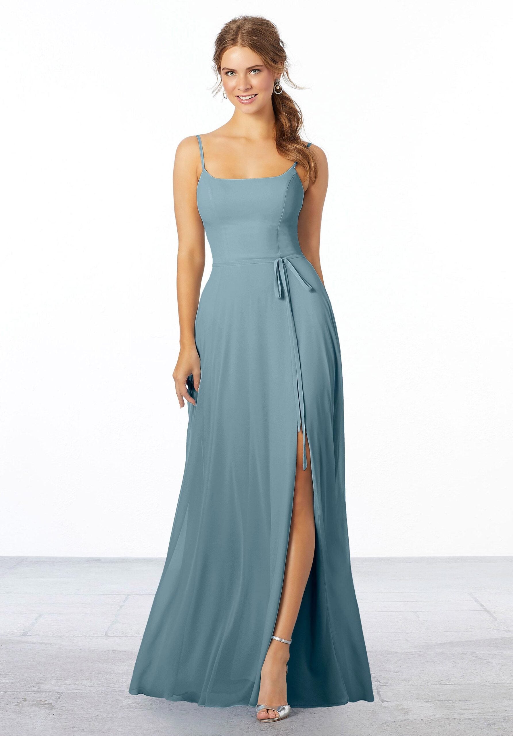 Formal Dresses Long Evening Slit Formal Dress MGNY Madeline Gardner New York 21668 Slate