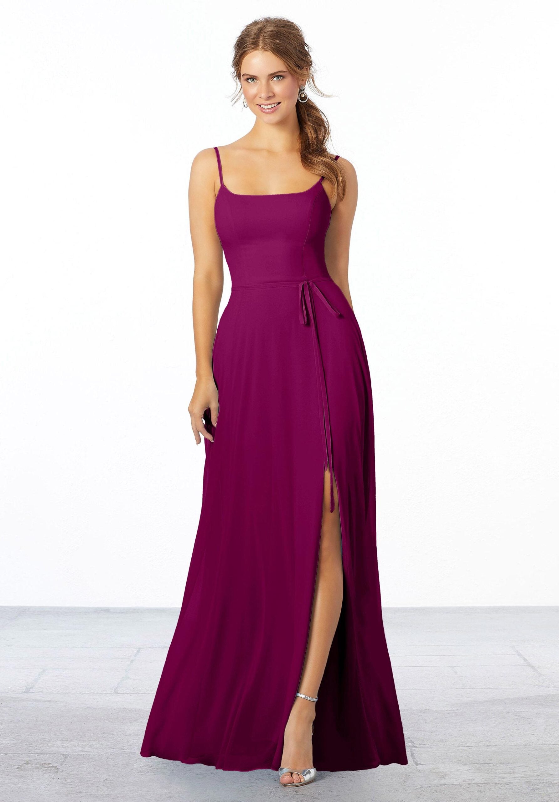Formal Dresses Long Evening Formal Slit Dress MGNY Madeline Gardner New York 21668 Mulberry