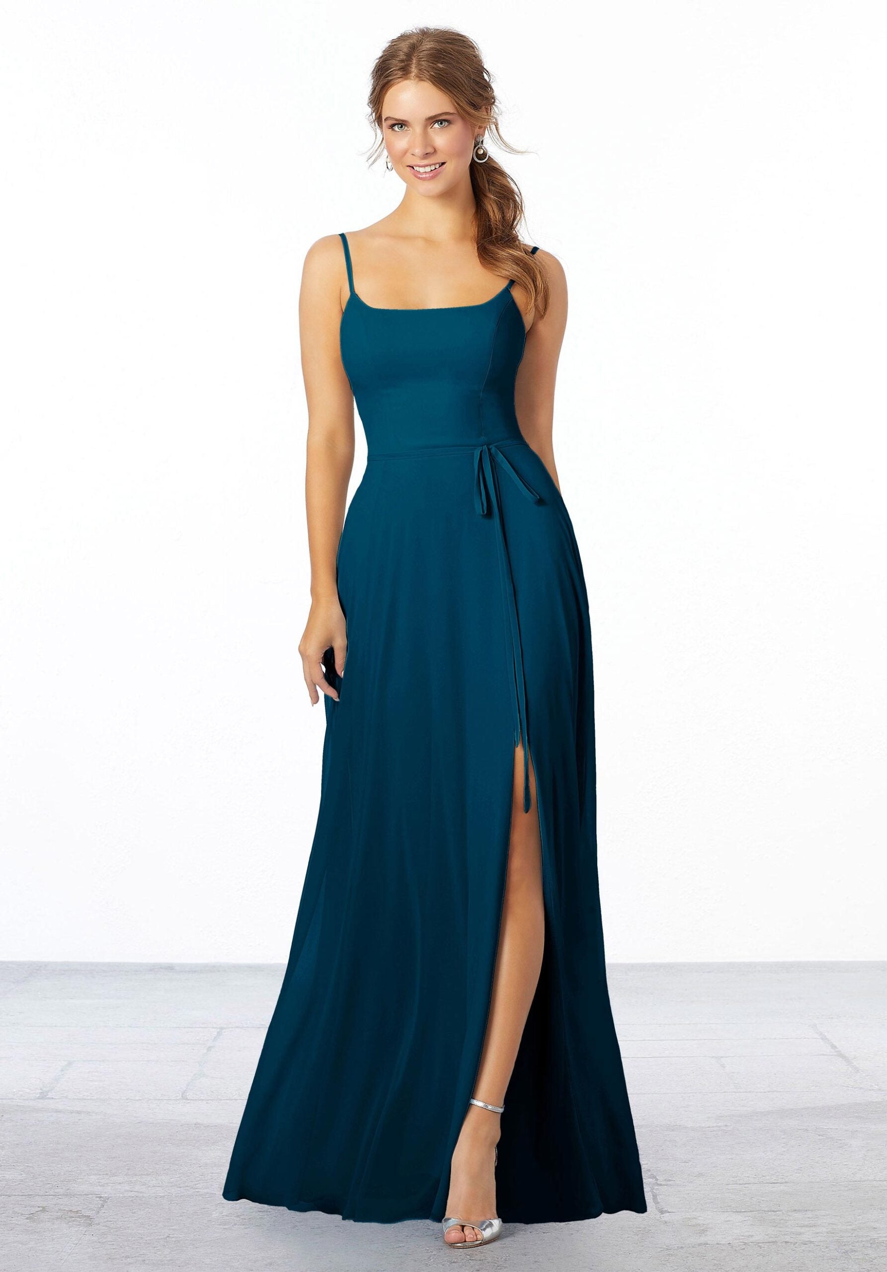 Formal Dresses Long Slit Evening Formal Dress MGNY Madeline Gardner New York 21668 Marine