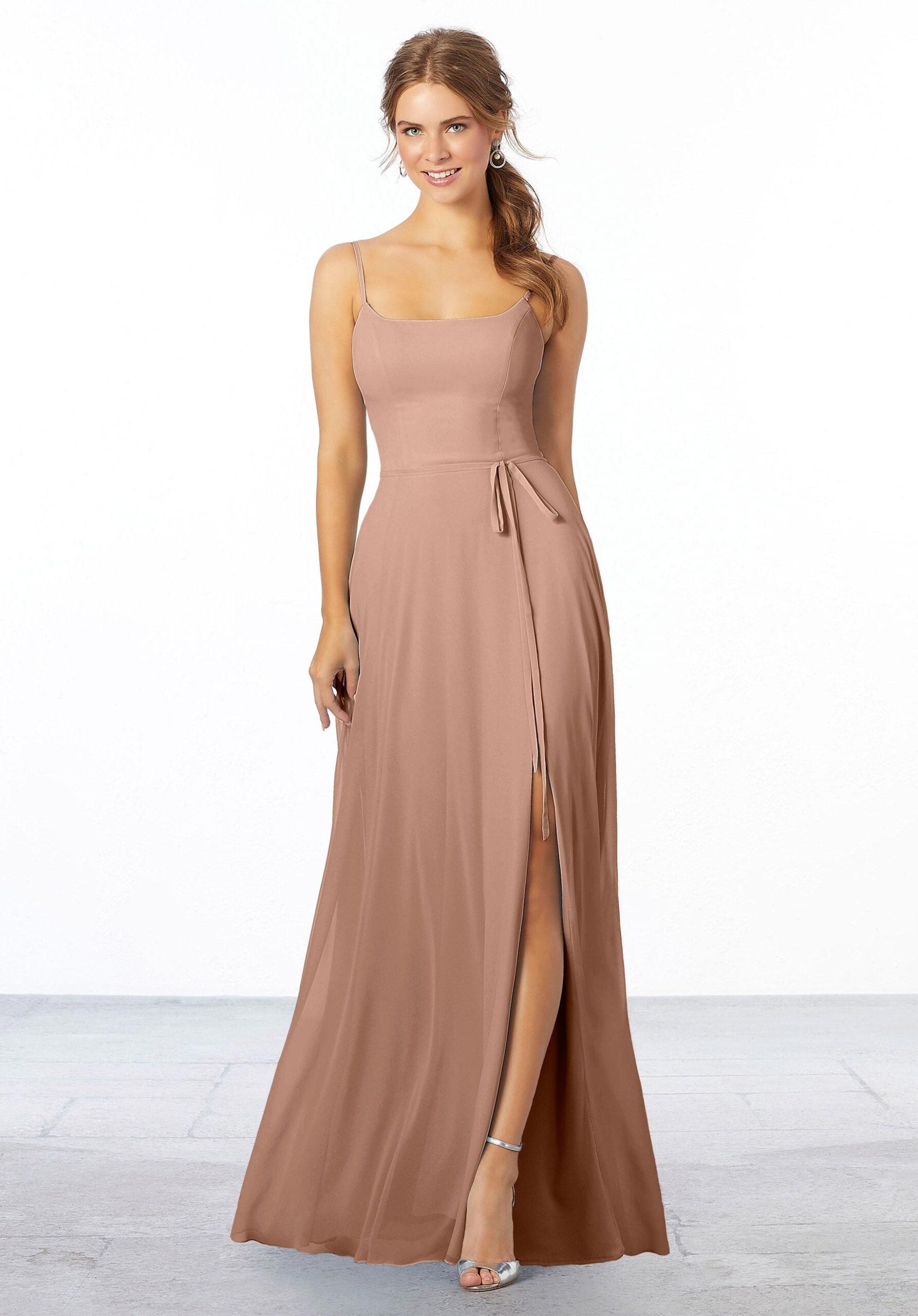 Formal Dresses Long Slit Formal Evening Dress MGNY Madeline Gardner New York 21668 Fawn