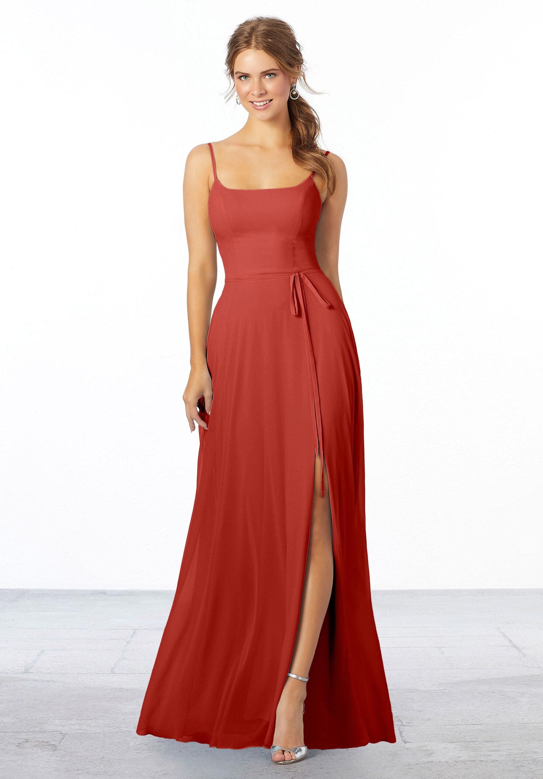 Formal Dresses Long Formal Evening Slit Dress MGNY Madeline Gardner New York 21668 Cinnamon
