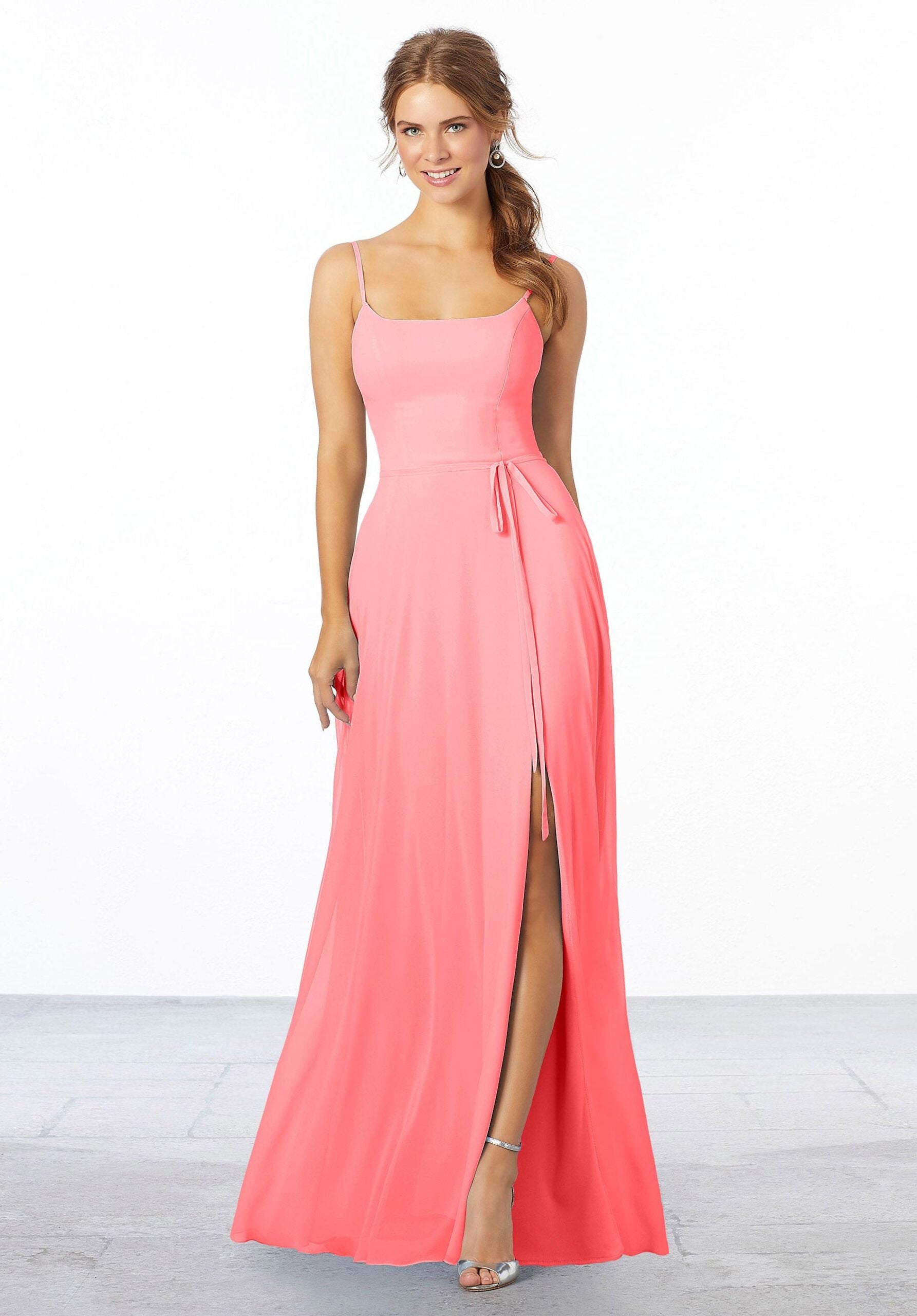 Formal Dresses Formal Long Slit Evening Dress MGNY Madeline Gardner New York 21668 Cantaloupe