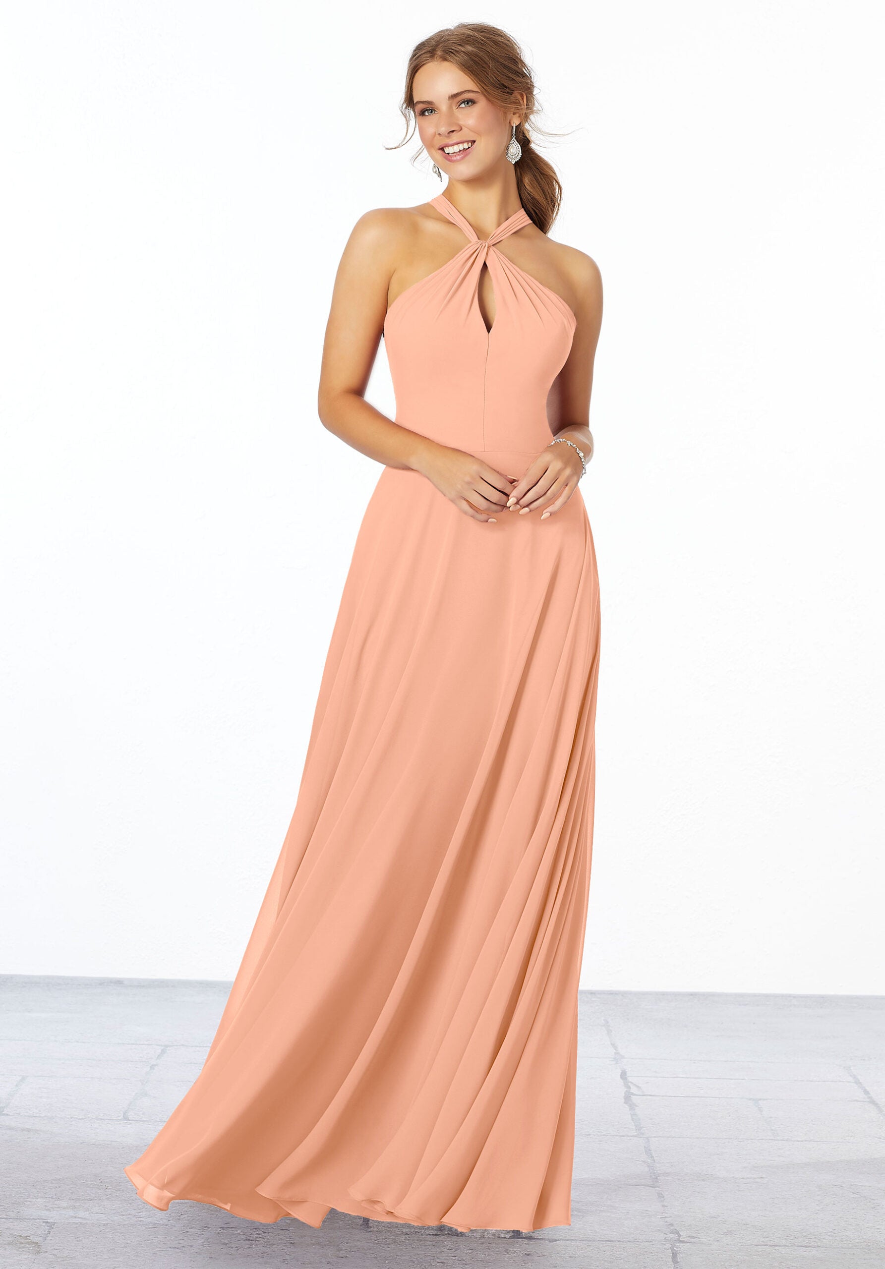 Formal Dresses Long Evening Formal A Line Dress MGNY Madeline Gardner New York 21670 Peach