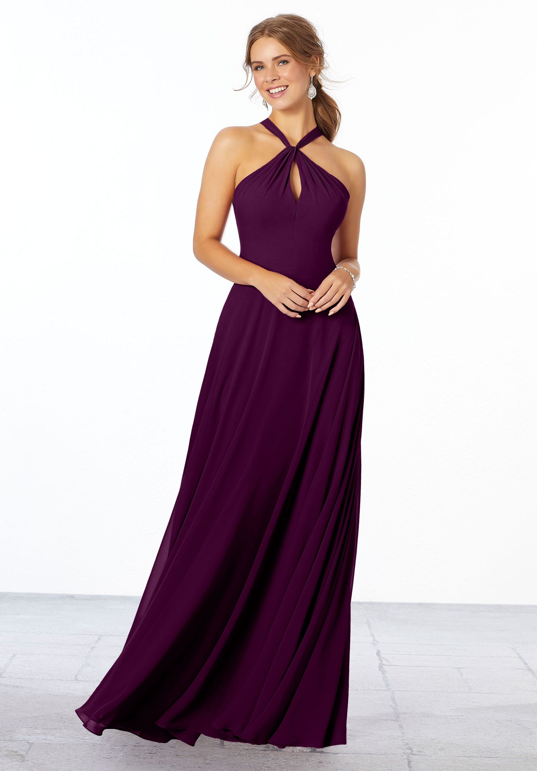 Formal Dresses Long A Line Formal Evening Dress MGNY Madeline Gardner New York 21670 Eggplant