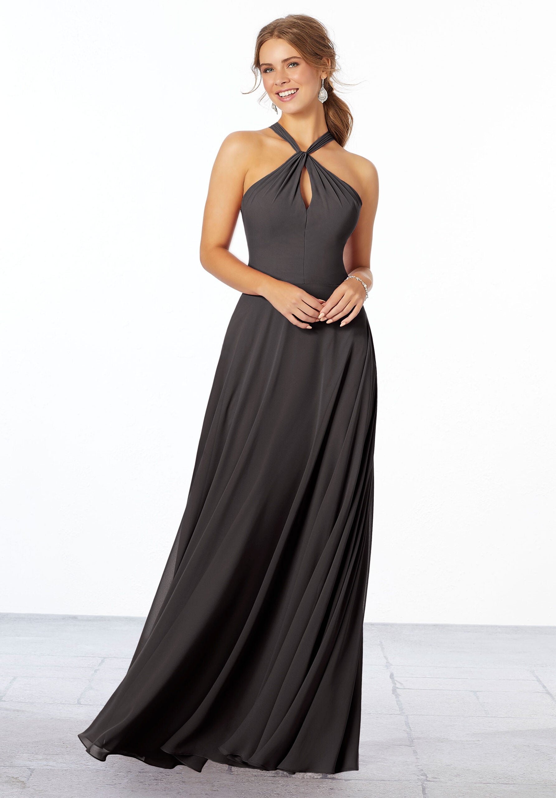 Formal Dresses Long Formal Evening A Line Dress MGNY Madeline Gardner New York 21670 Charcoal