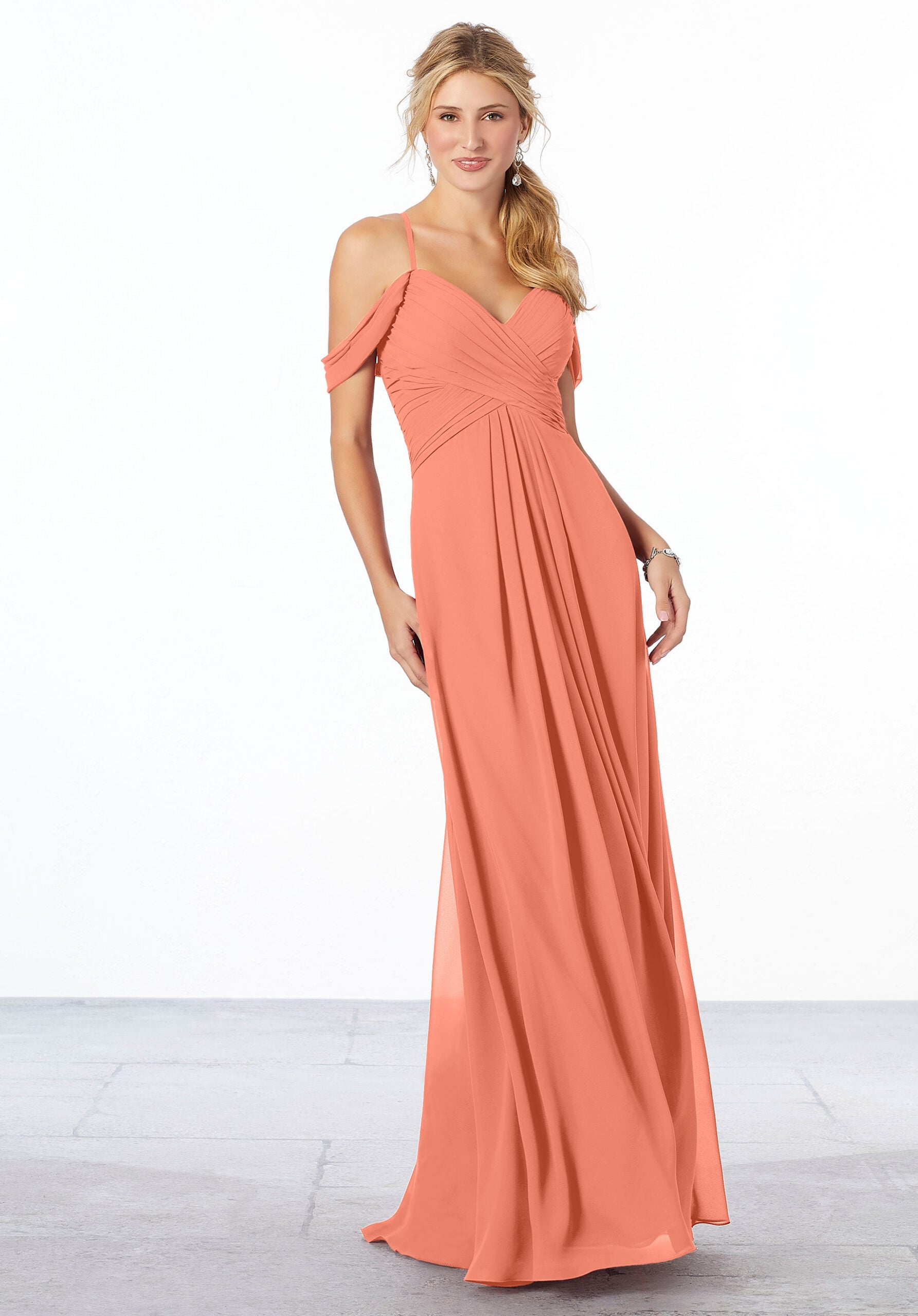Formal Dresses Long Formal Pleated A Line Dress MGNY Madeline Gardner New York 21671 Spice