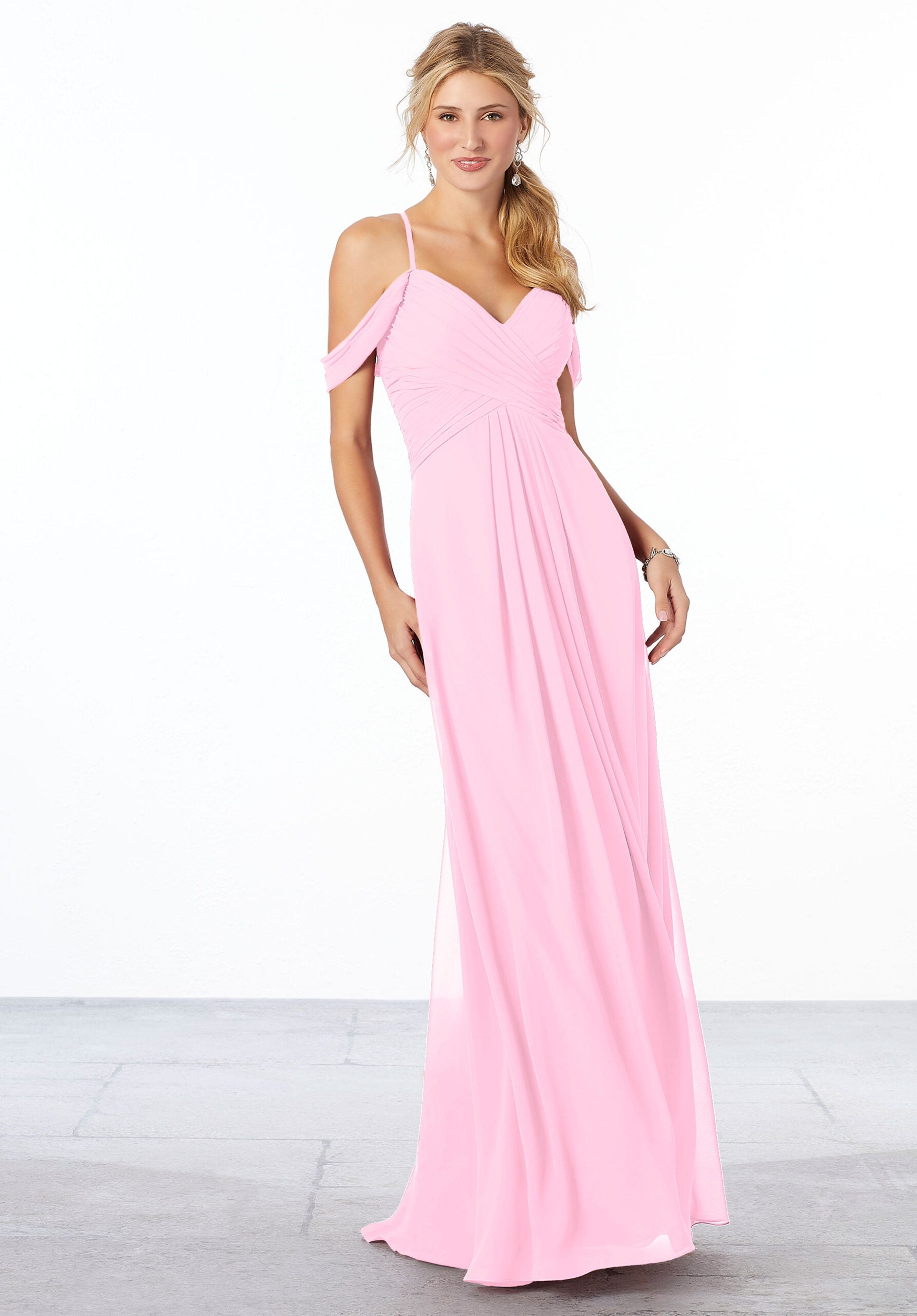 Formal Dresses Pleated A Line Formal Long Dress MGNY Madeline Gardner New York 21671 Peony