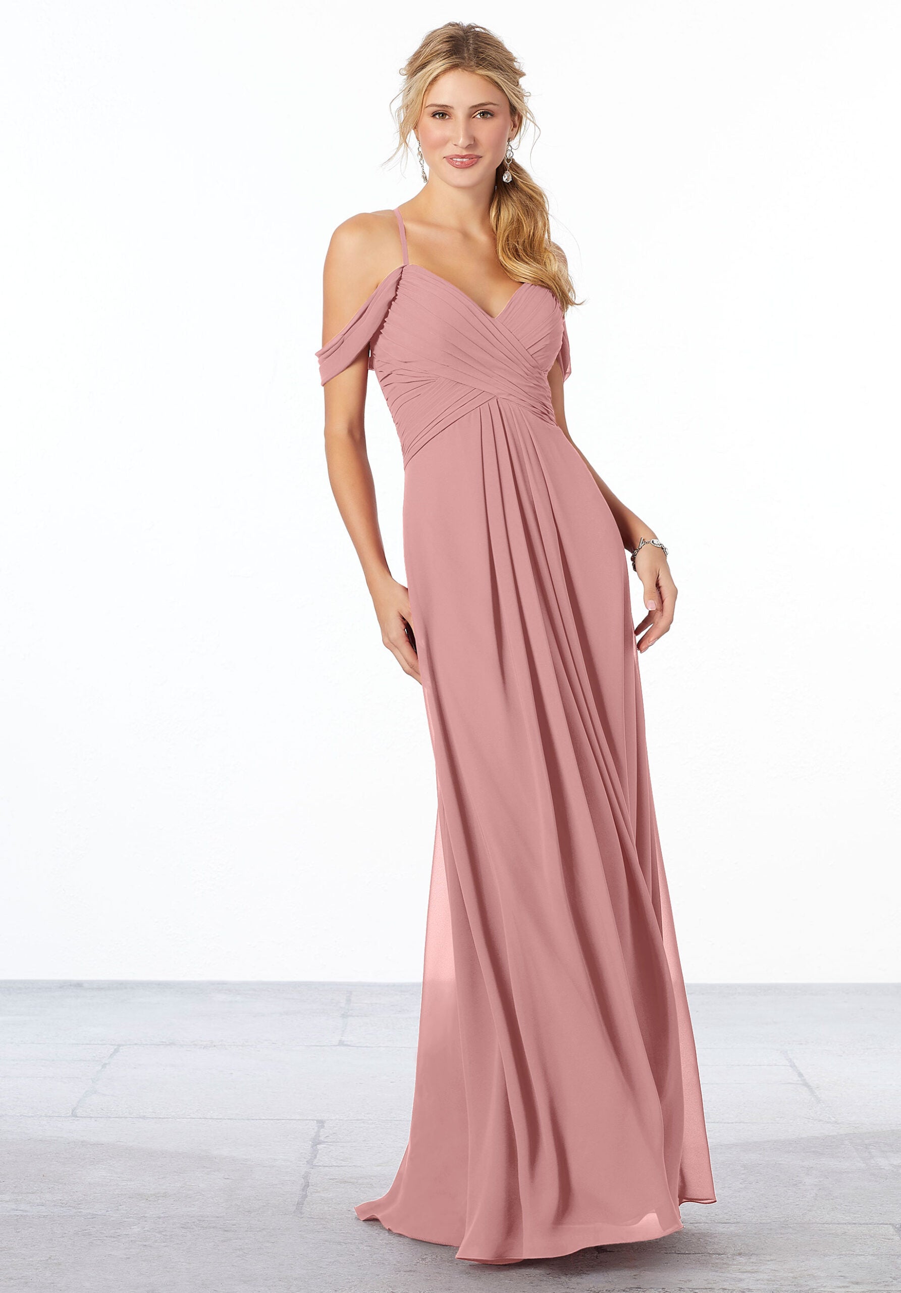 Formal Dresses Long A Line Pleated Formal Dress MGNY Madeline Gardner New York 21671 Desert Rose