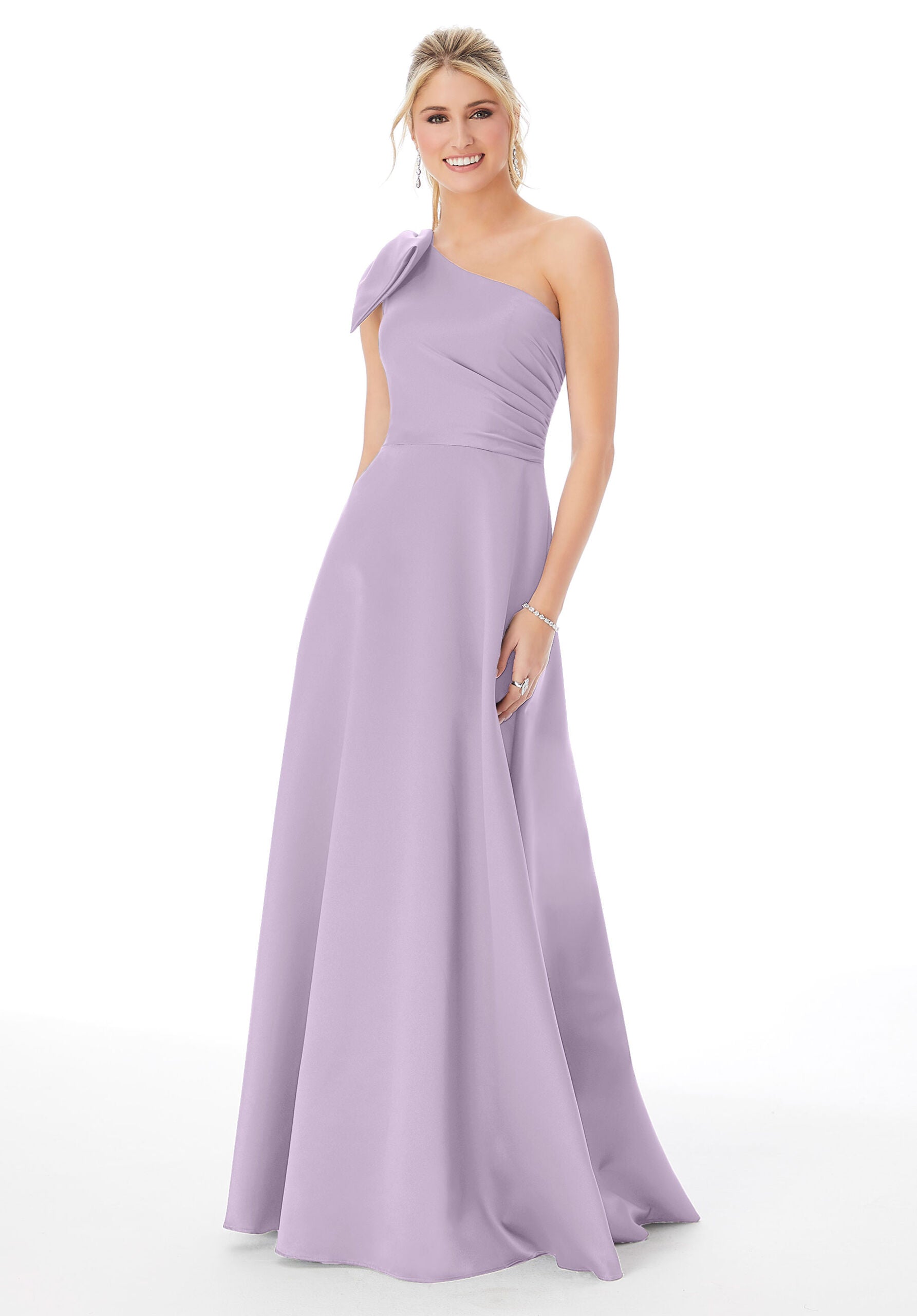 Formal Dresses Formal A Line Pleated Long Evening Dress MGNY Madeline Gardner New York 21682 Violet