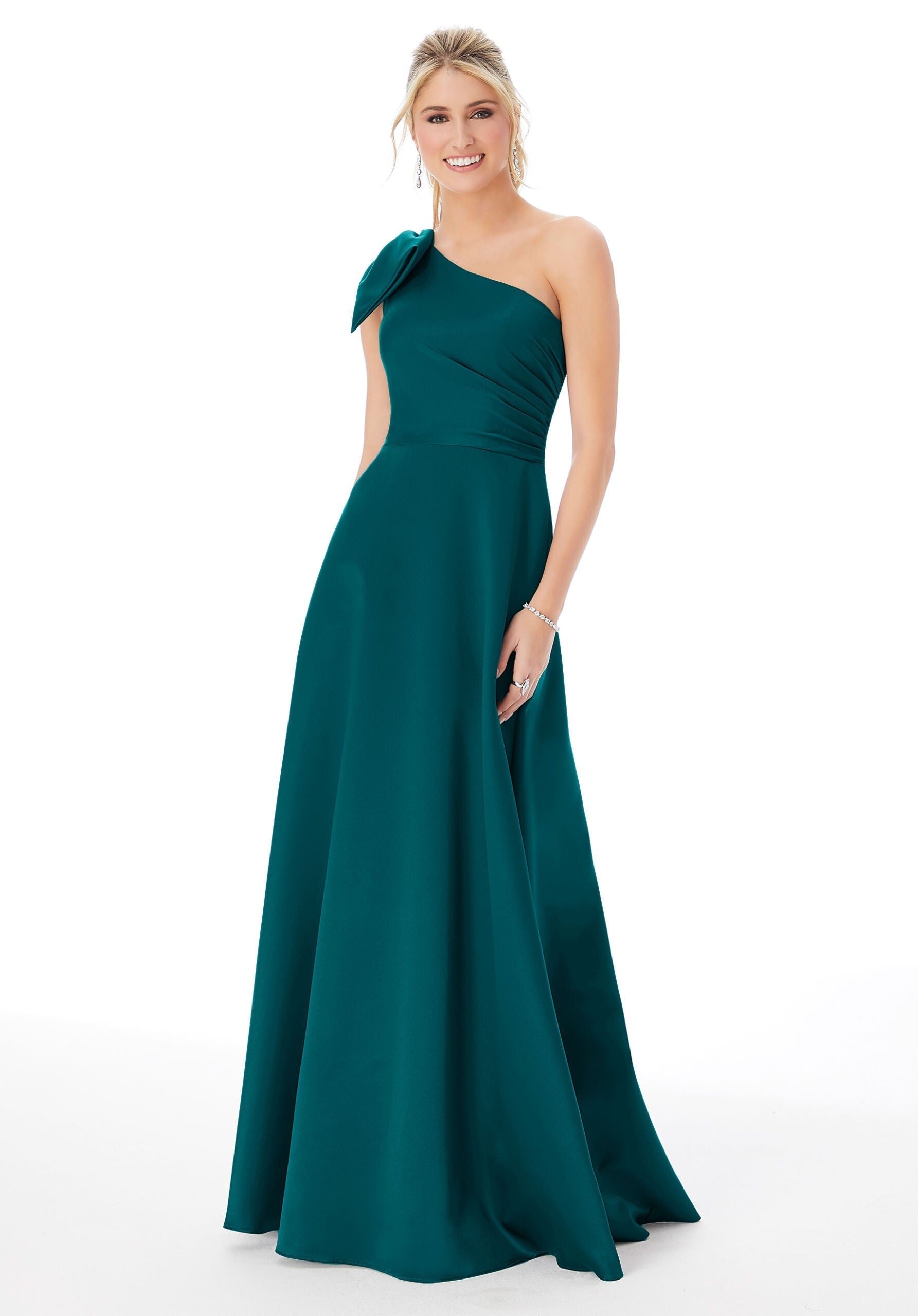 Formal Dresses Formal A Line Pleated Long Evening Dress MGNY Madeline Gardner New York 21682 Teal