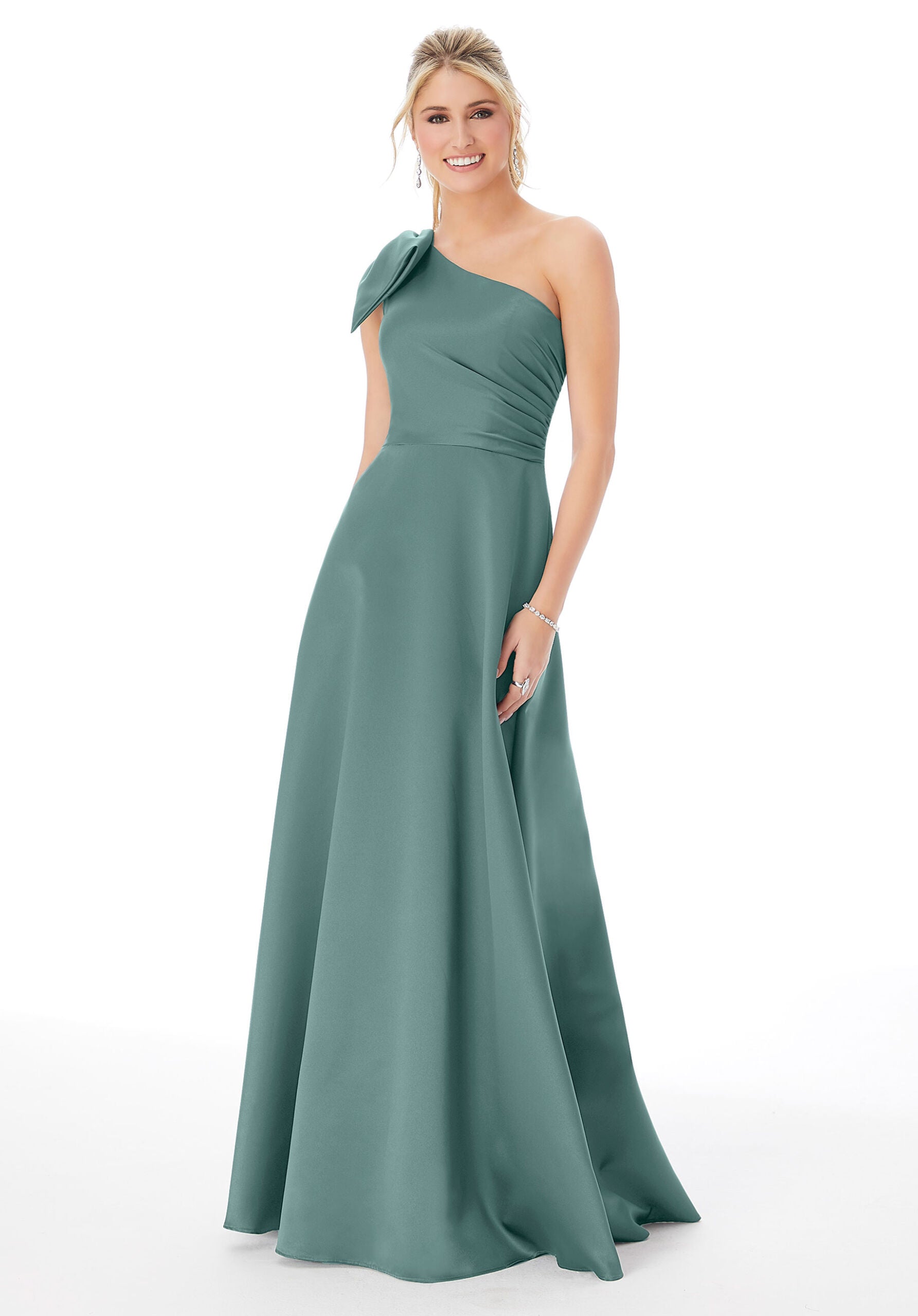 Formal Dresses Long Pleated A Line Formal Evening Dress MGNY Madeline Gardner New York 21682 Deep Sea