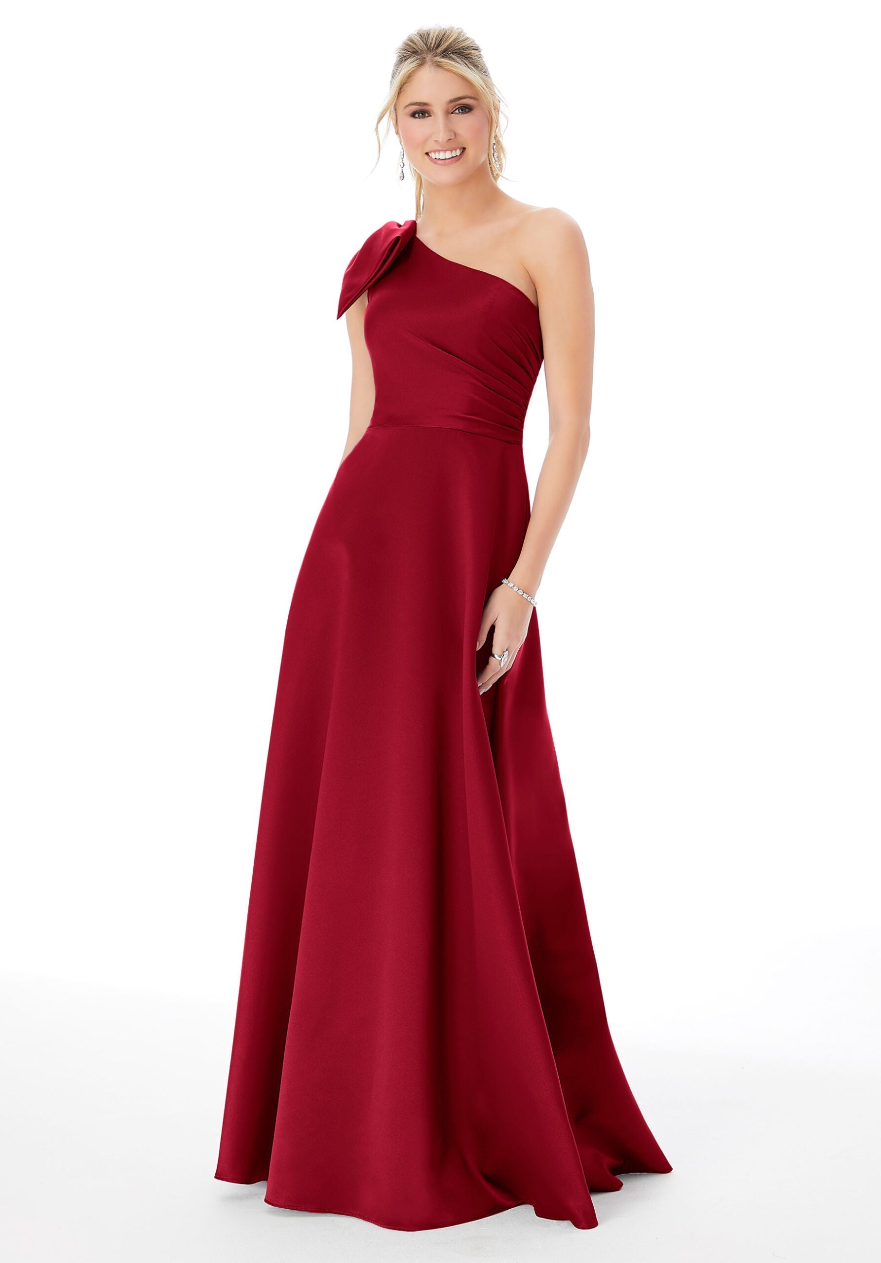 Formal Dresses Long Pleated A Line Formal Evening Dress MGNY Madeline Gardner New York 21682 Claret
