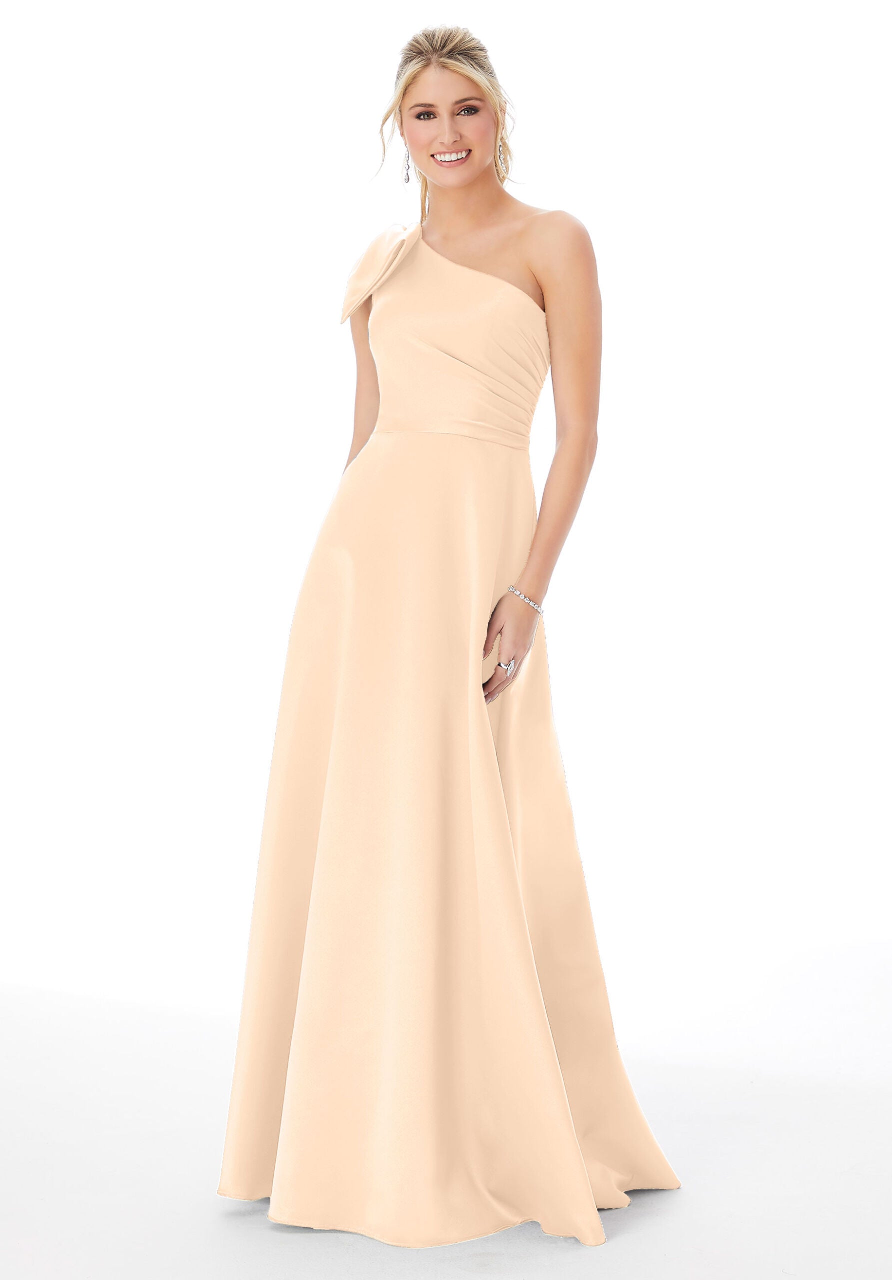 Formal Dresses Long Pleated A Line Formal Evening Dress MGNY Madeline Gardner New York 21682 Champagne