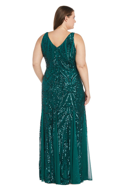 Nightway Long Plus Size Beaded Formal Gown 21685W - The Dress Outlet Emerald