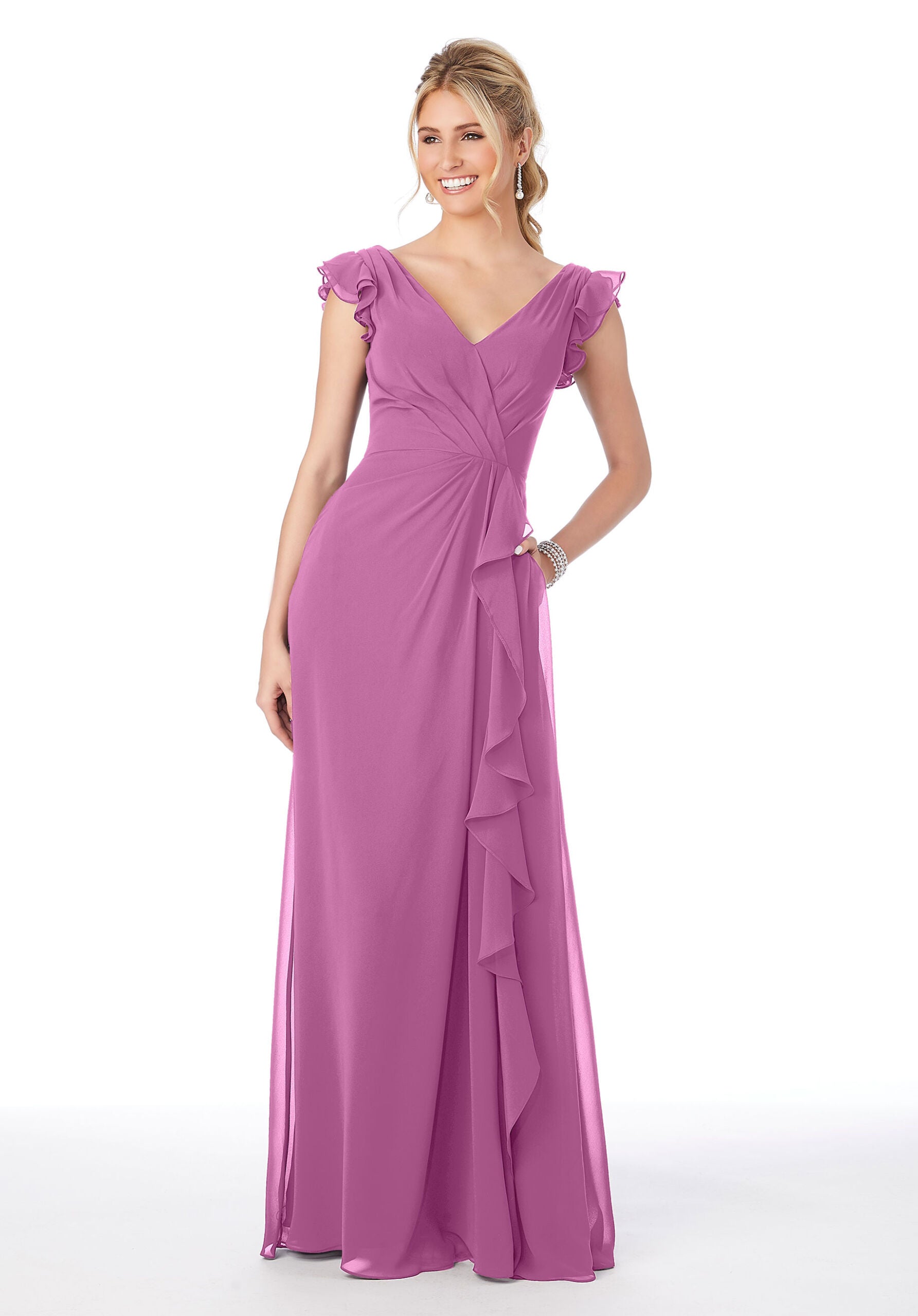 Formal Dresses Long Formal Evening Ruffle Dress MGNY Madeline Gardner New York 21686 Primrose