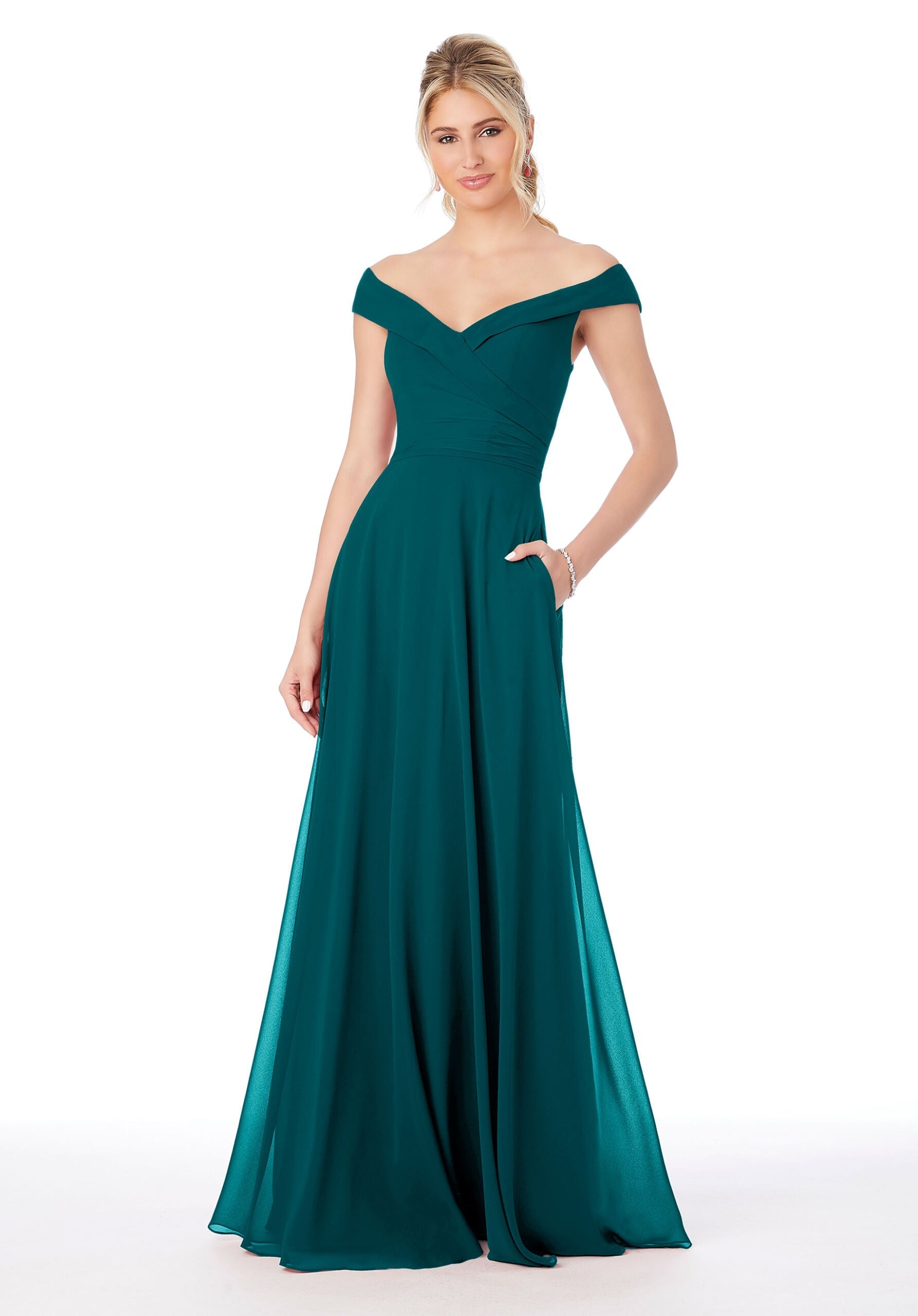 Formal Dresses Pleated Evening Formal Long Dress MGNY Madeline Gardner New York 21692 Teal