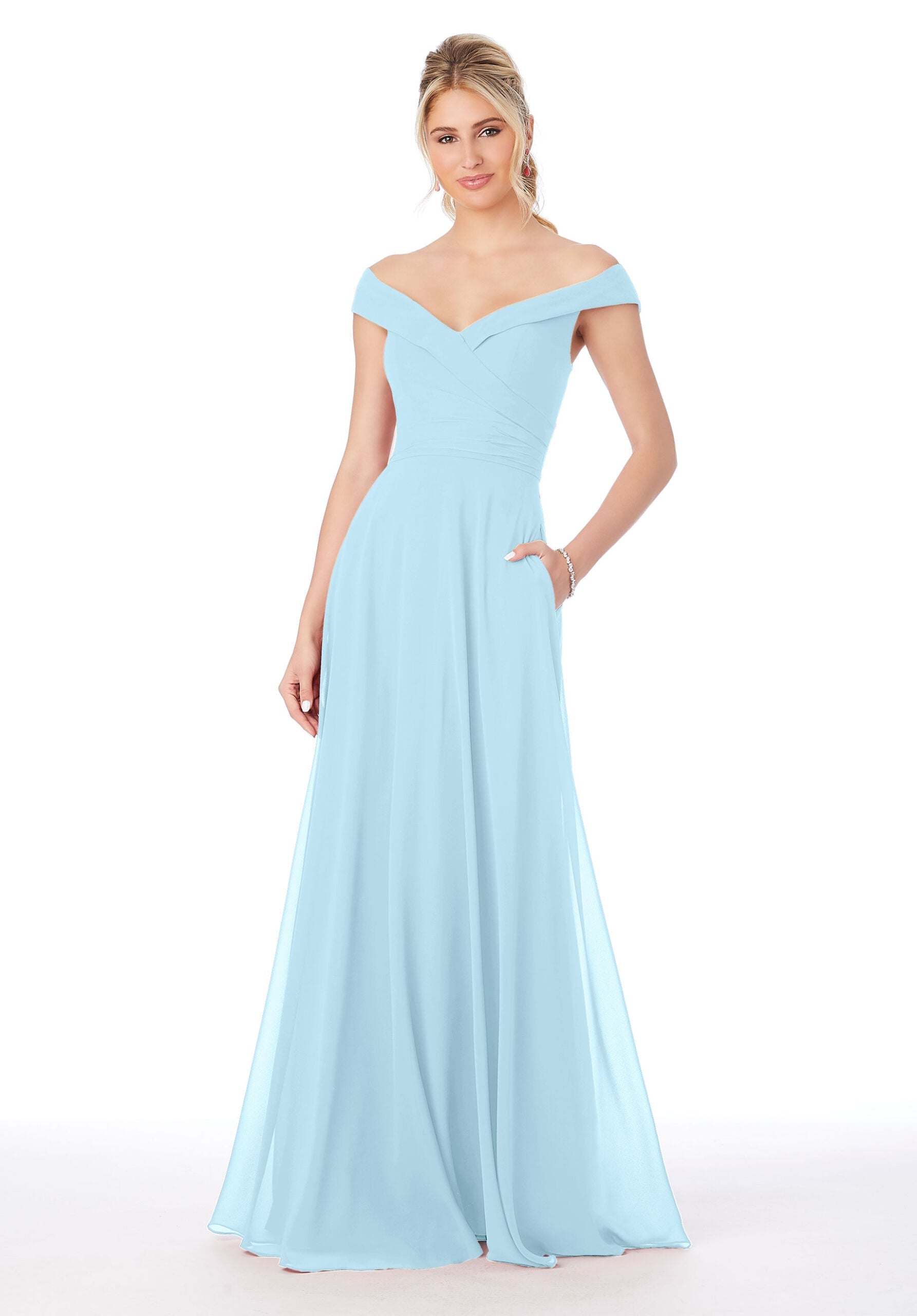 Formal Dresses Long Pleated Formal A Line Dress MGNY Madeline Gardner New York 21692 Sage Sky