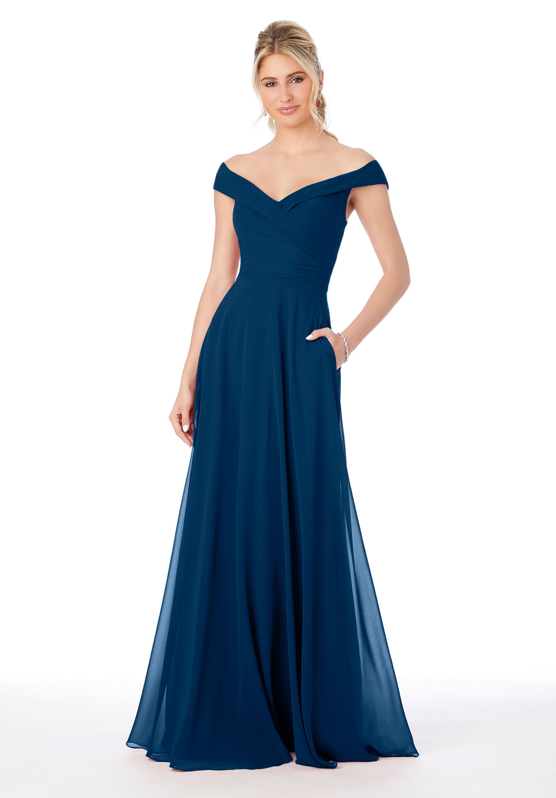 Formal Dresses Long Pleated Formal A Line Dress MGNY Madeline Gardner New York 21692 Sage Sapphire