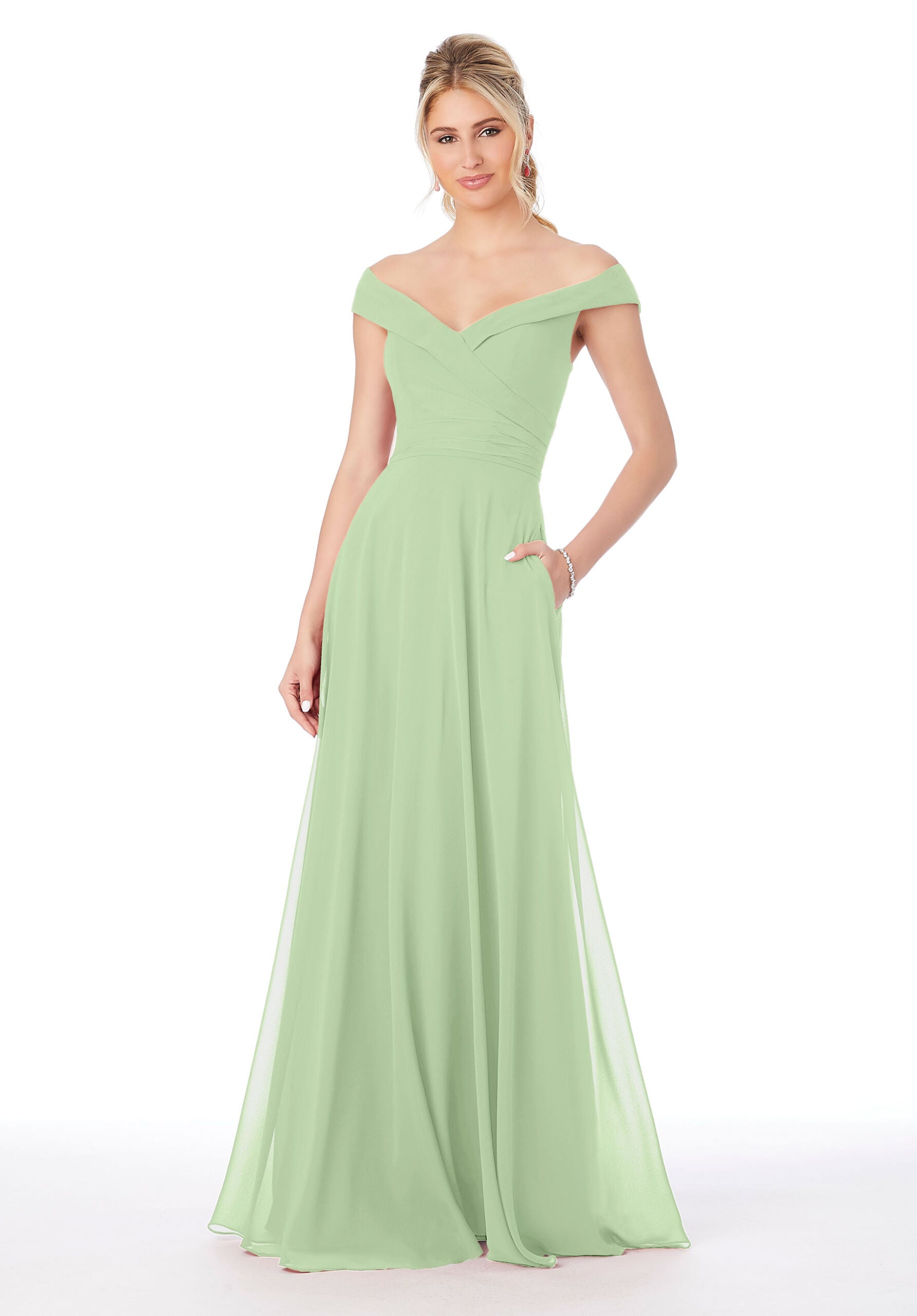 Formal Dresses Long Pleated Formal A Line Dress MGNY Madeline Gardner New York 21692 Sage