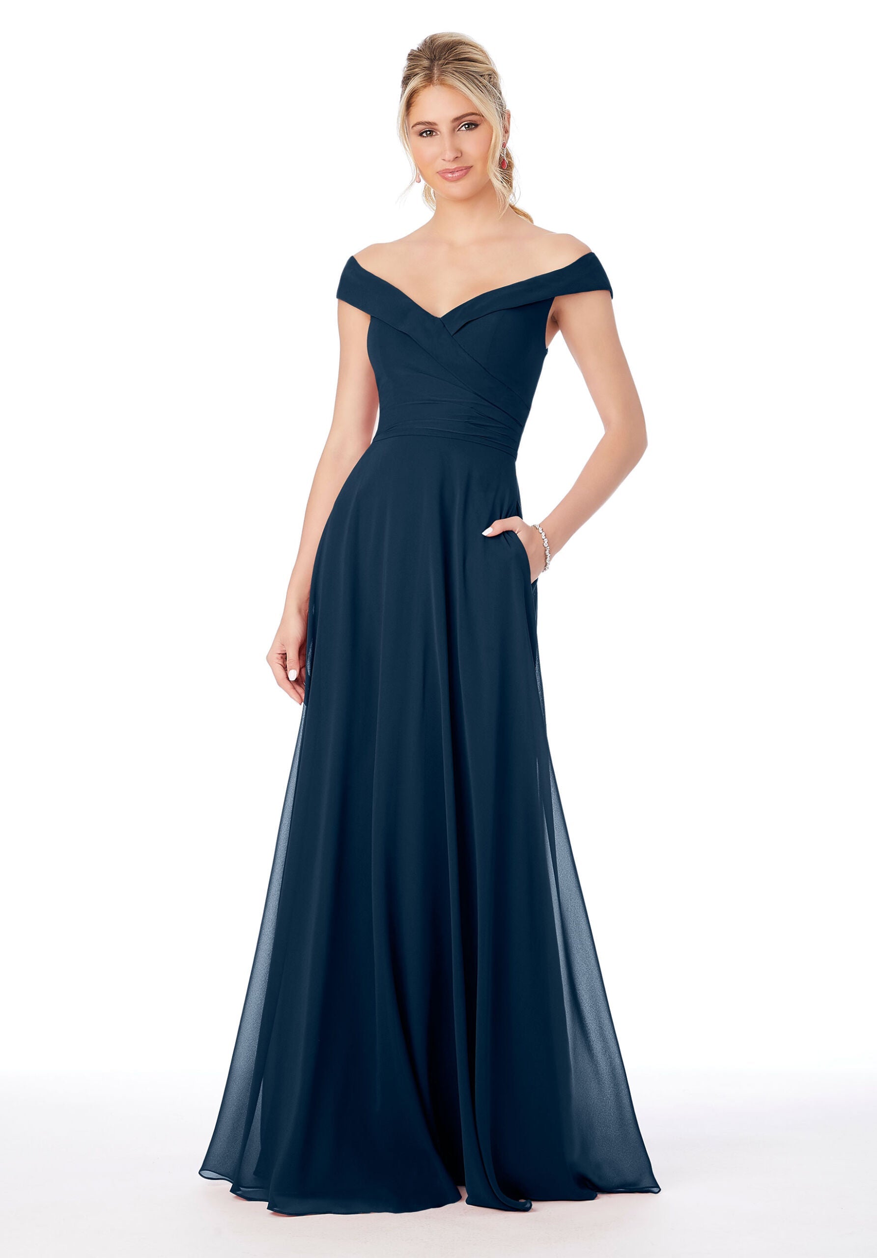 Formal Dresses A Line Formal Long Dress MGNY Madeline Gardner New York 21692 Navy