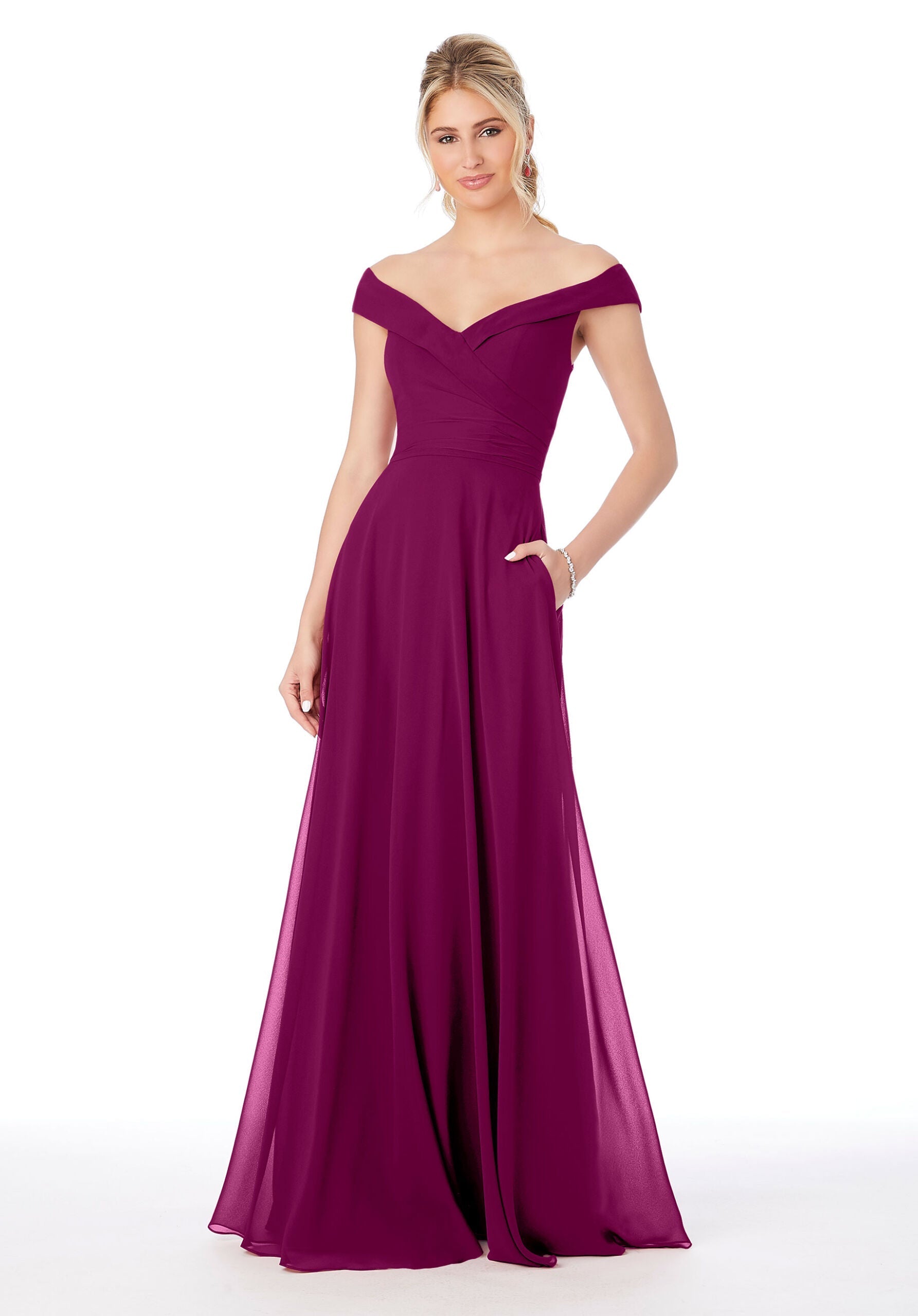 Formal Dresses A Line Formal Long Dress MGNY Madeline Gardner New York 21692 Mulberry