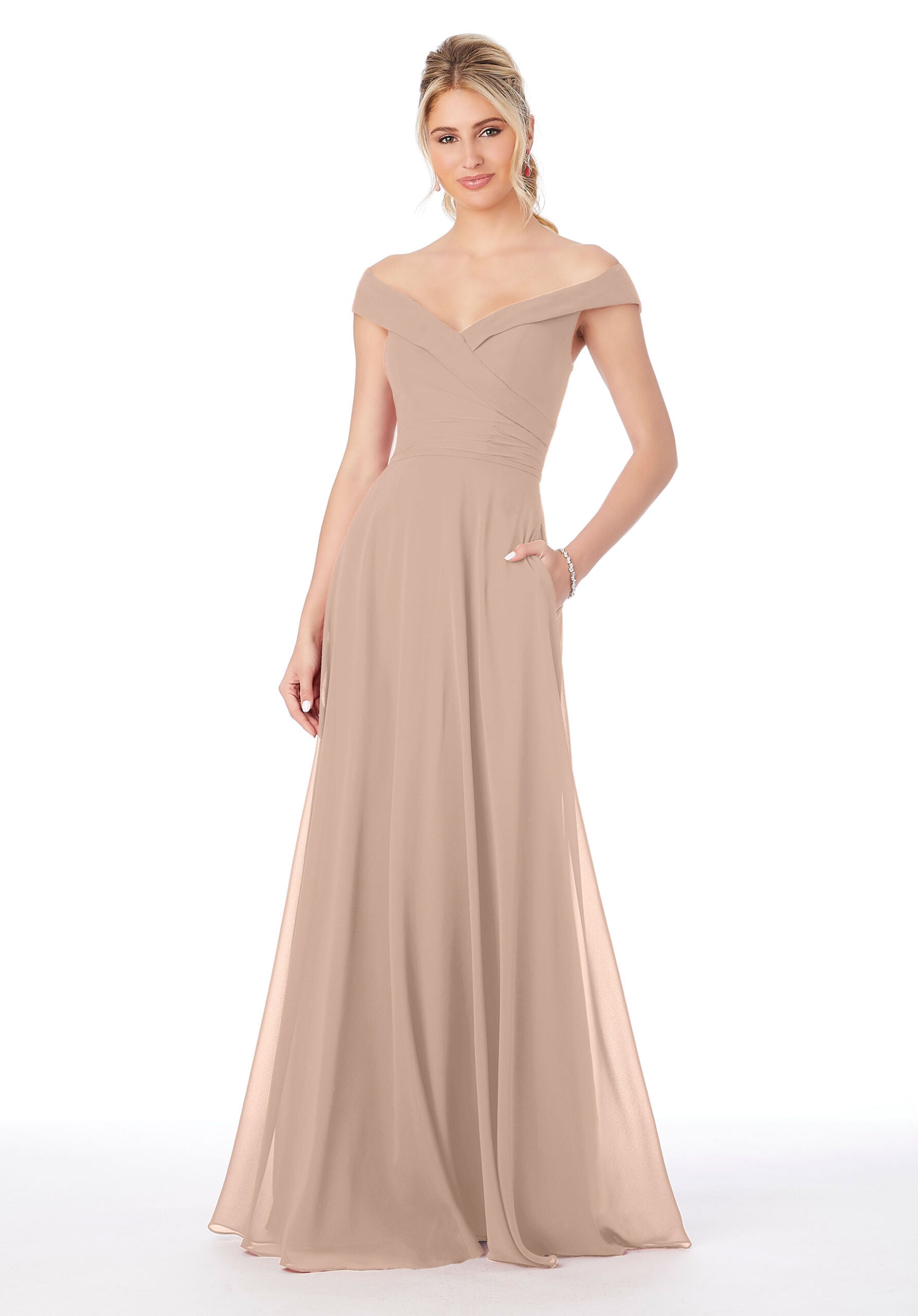 Formal Dresses Formal A Line Long Dress MGNY Madeline Gardner New York 21692 Latte