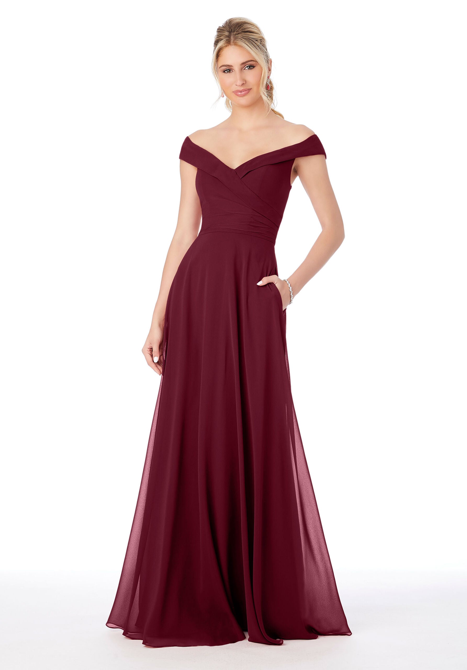 Formal Dresses Long Formal A Line Dress MGNY Madeline Gardner New York 21692 Bordeaux