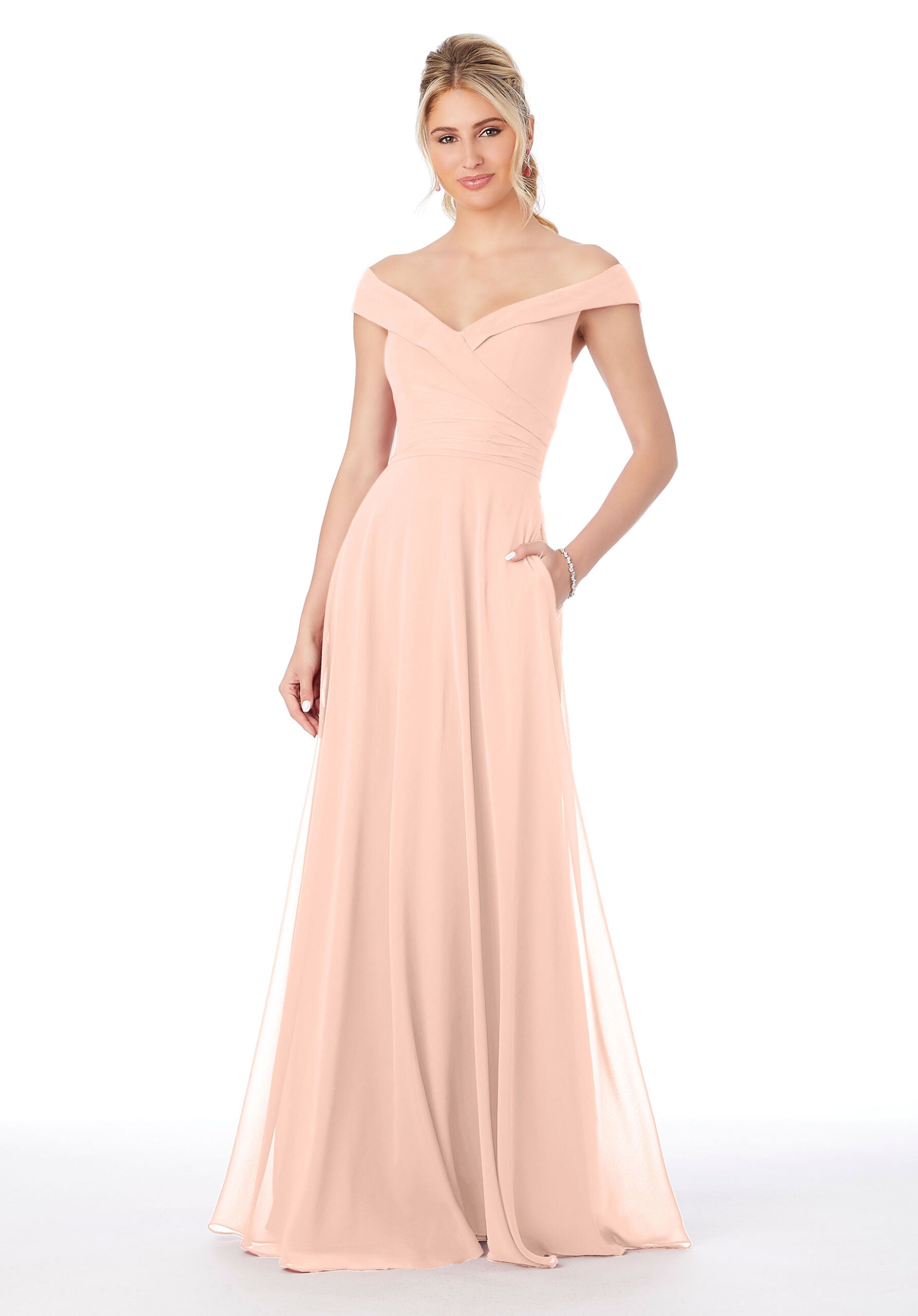 Formal Dresses Long Formal A Line Dress MGNY Madeline Gardner New York 21692 Blush
