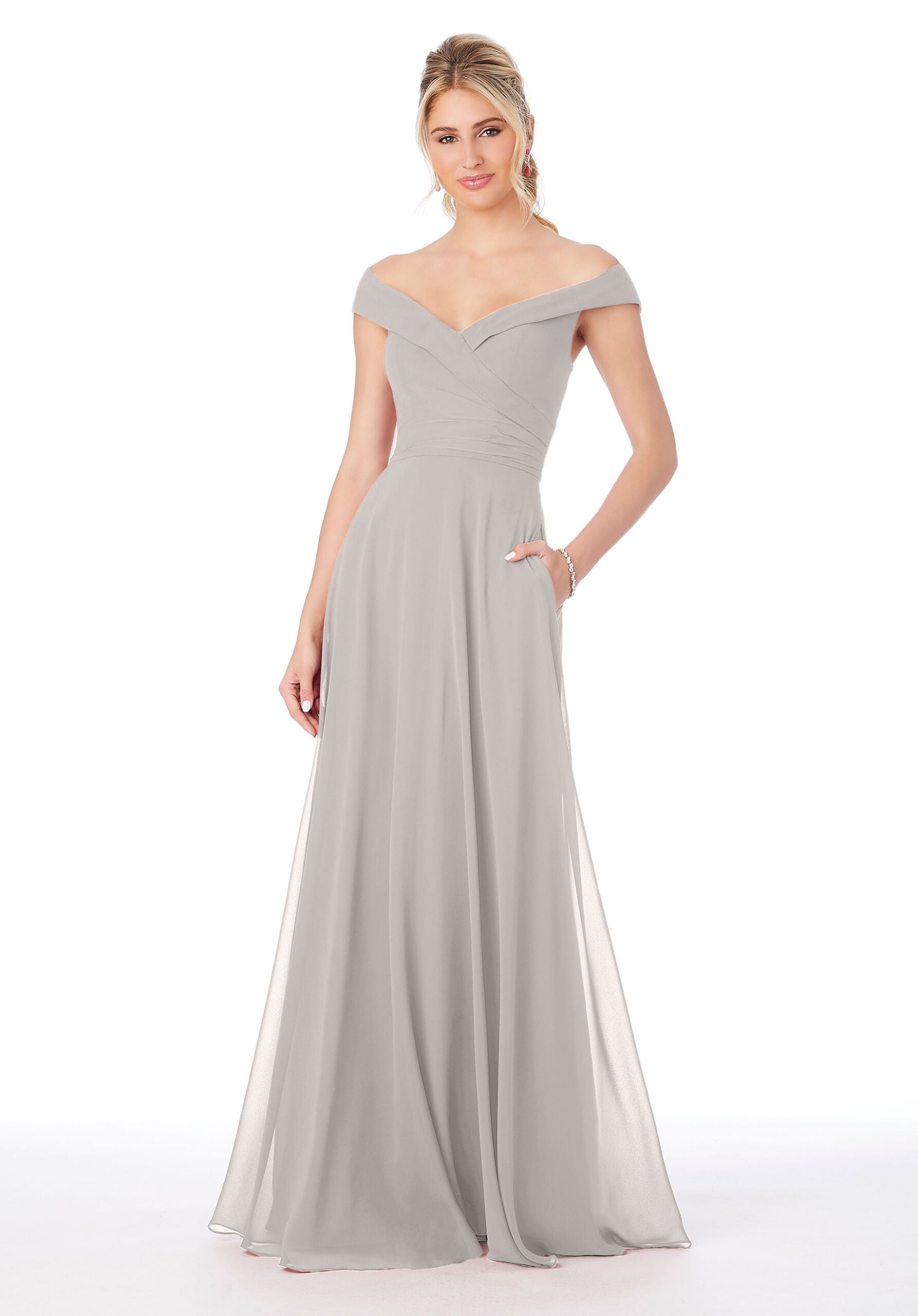 Formal Dresses Long Pleated Formal A Line Dress MGNY Madeline Gardner New York 21692 Sage Silver