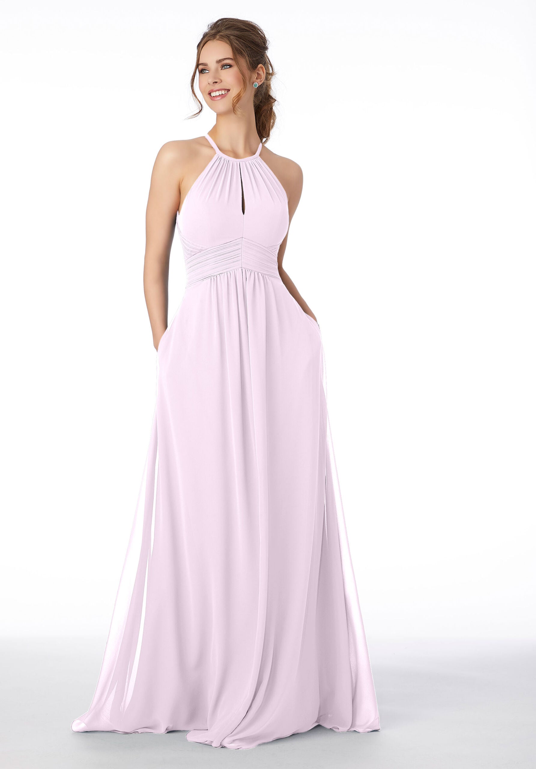 Formal Dresses Pleated Long Formal A Line Dress MGNY Madeline Gardner New York 21695 Wisteria