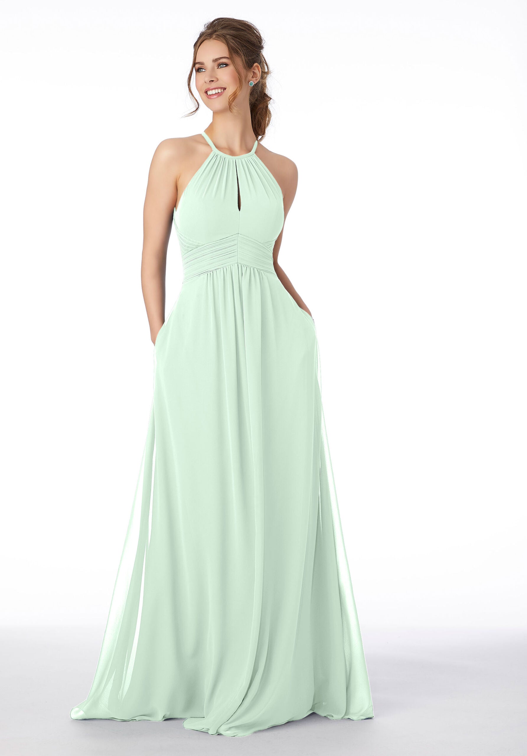 Formal Dresses Formal Long A Line Pleated Dress MGNY Madeline Gardner New York 21695 Sea Glass