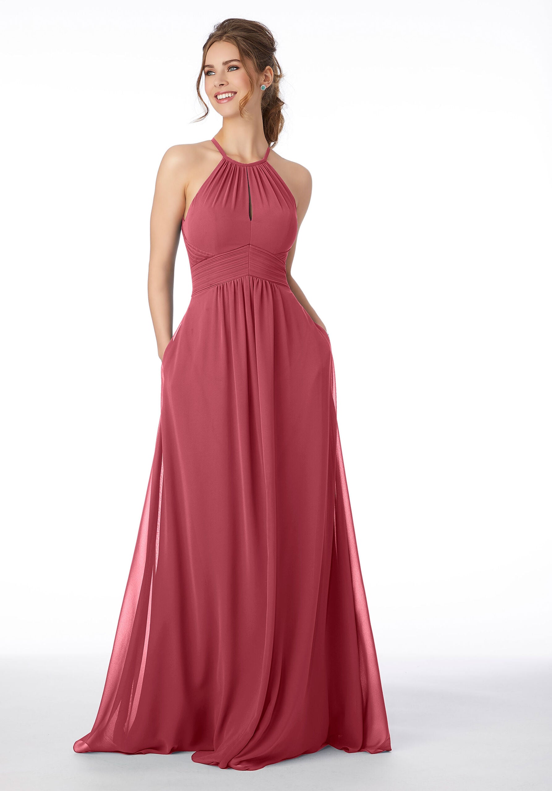 Formal Dresses Formal Long A Line Pleated Dress MGNY Madeline Gardner New York 21695 Rosewood