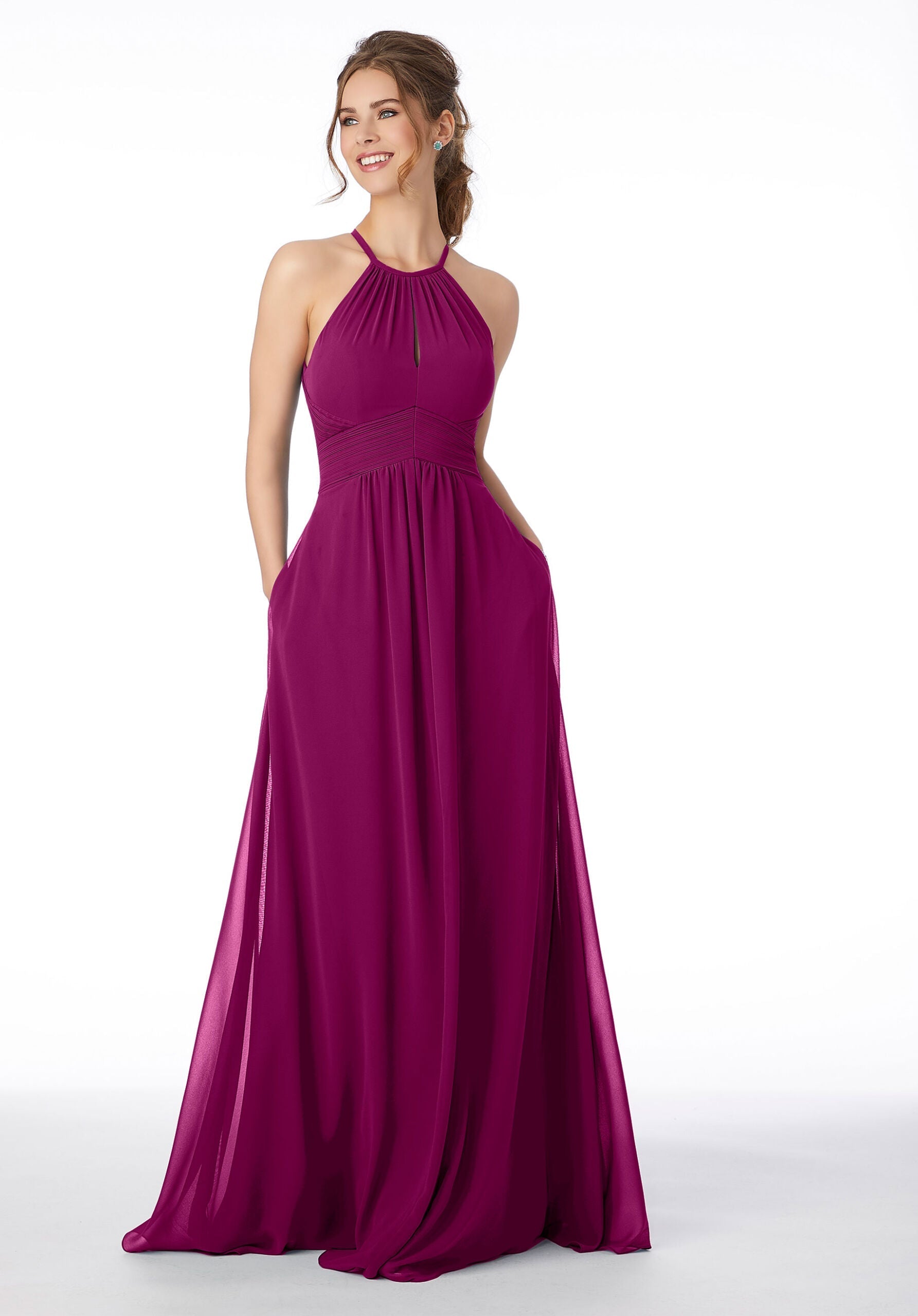 Formal Dresses Formal Long Pleated A Line Dress MGNY Madeline Gardner New York 21695 Mulberry