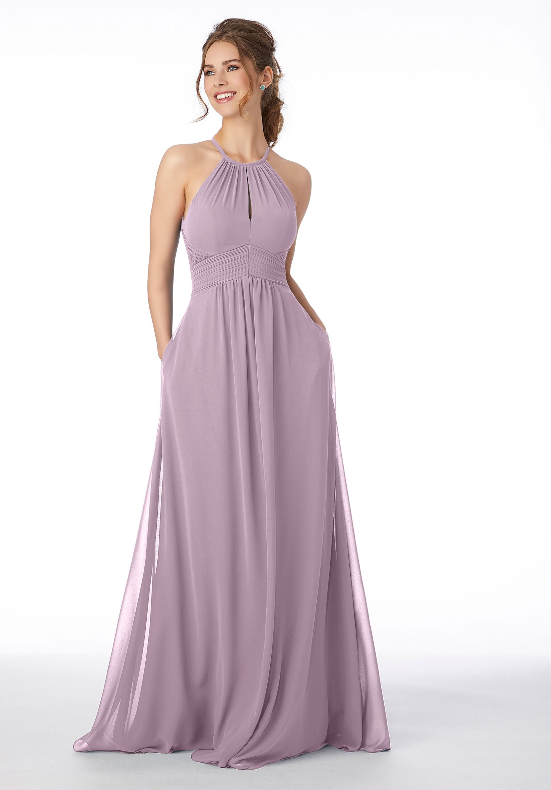 Formal Dresses Evening A Line Formal Long Pleated Dress MGNY Madeline Gardner New York 21695 French Lilac