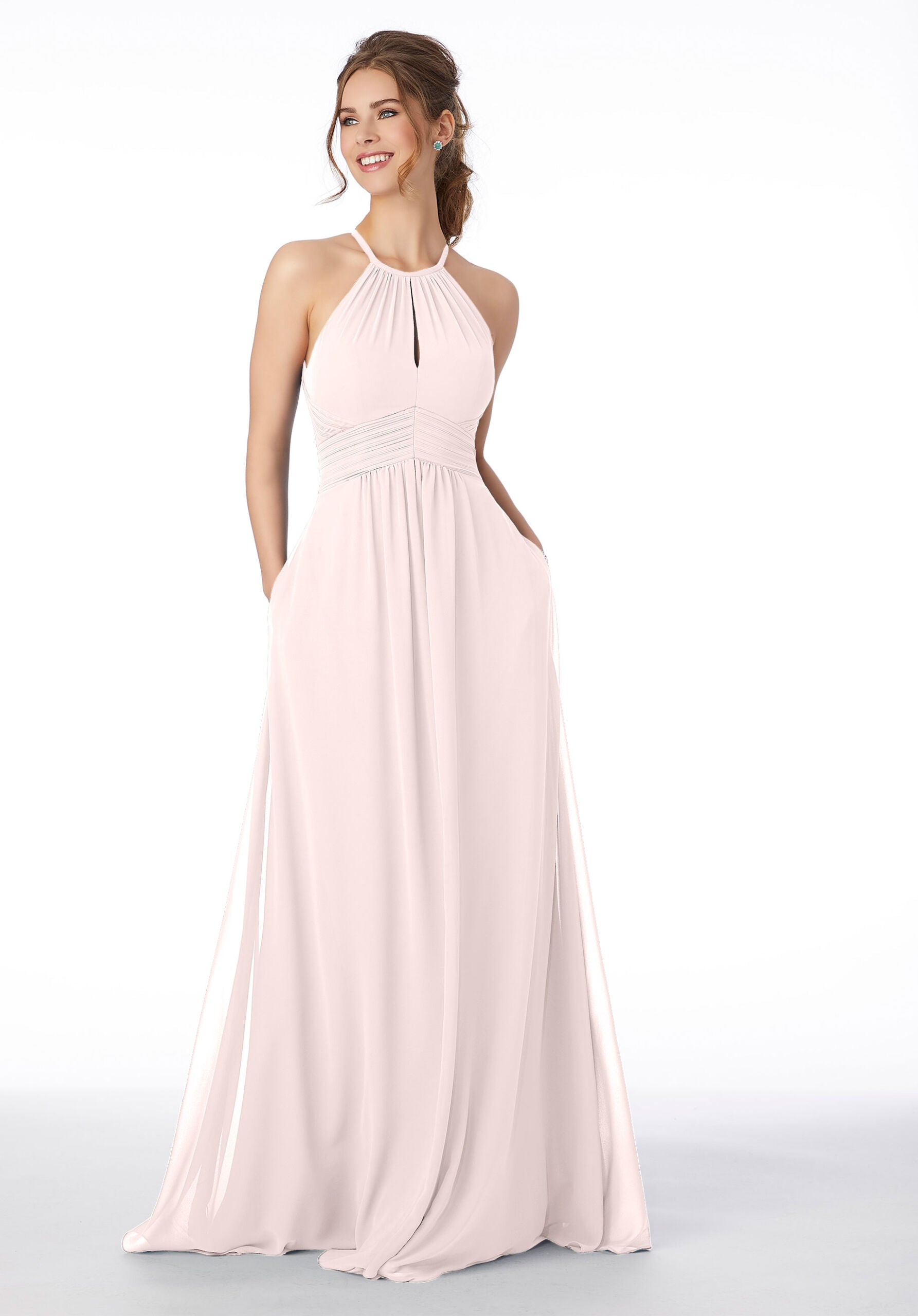 Formal Dresses Long Pleated Formal A Line Dress MGNY Madeline Gardner New York 21695 Dew Drop