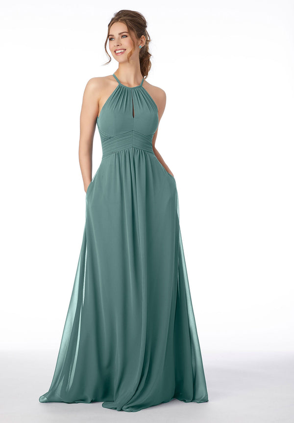 Long Pleated Formal A Line Dress MGNY Madeline Gardner New York 21695
