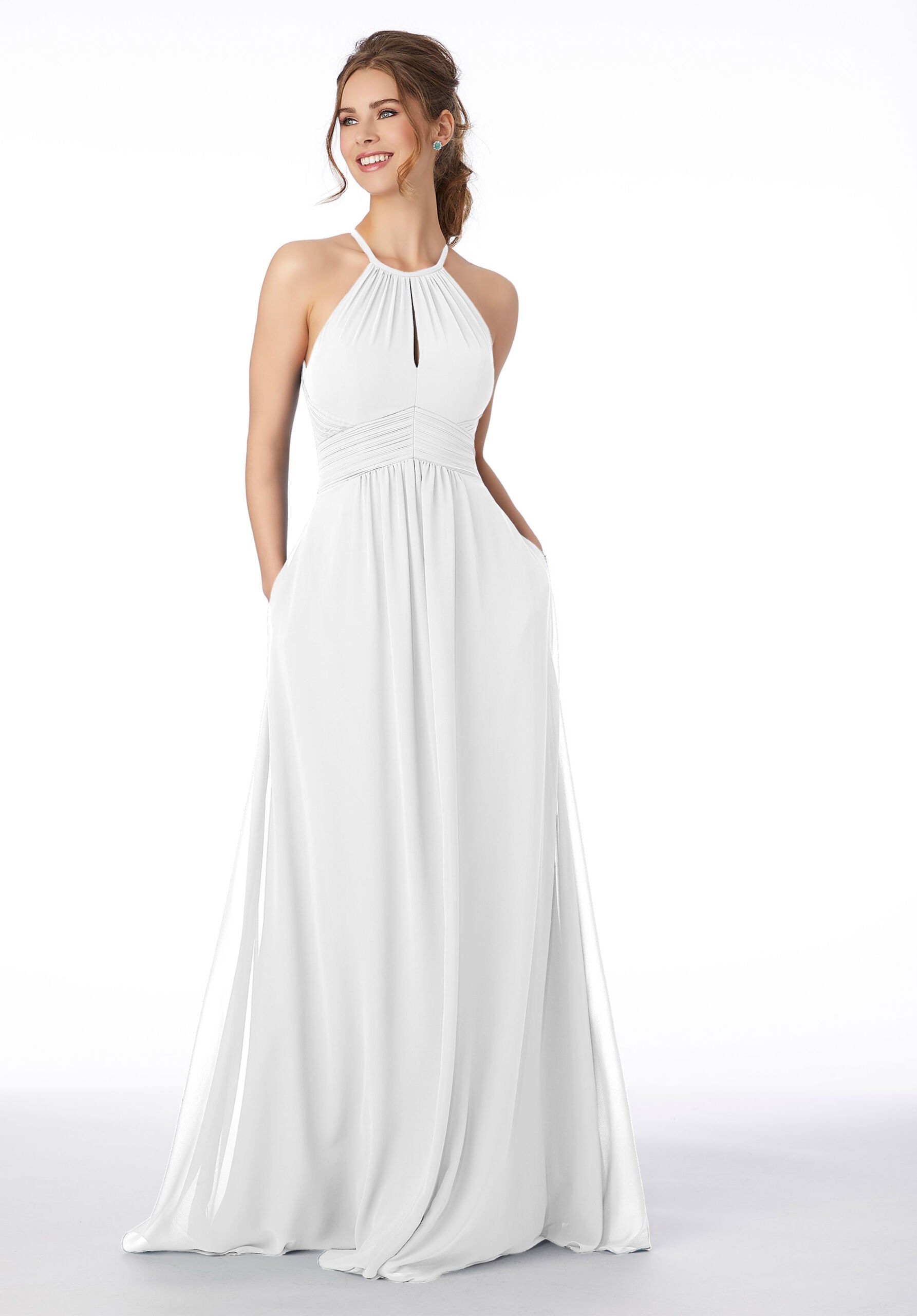 Wedding Dresses A Line Long Pleated Wedding Dress MGNY Madeline Gardner New York 21695 White