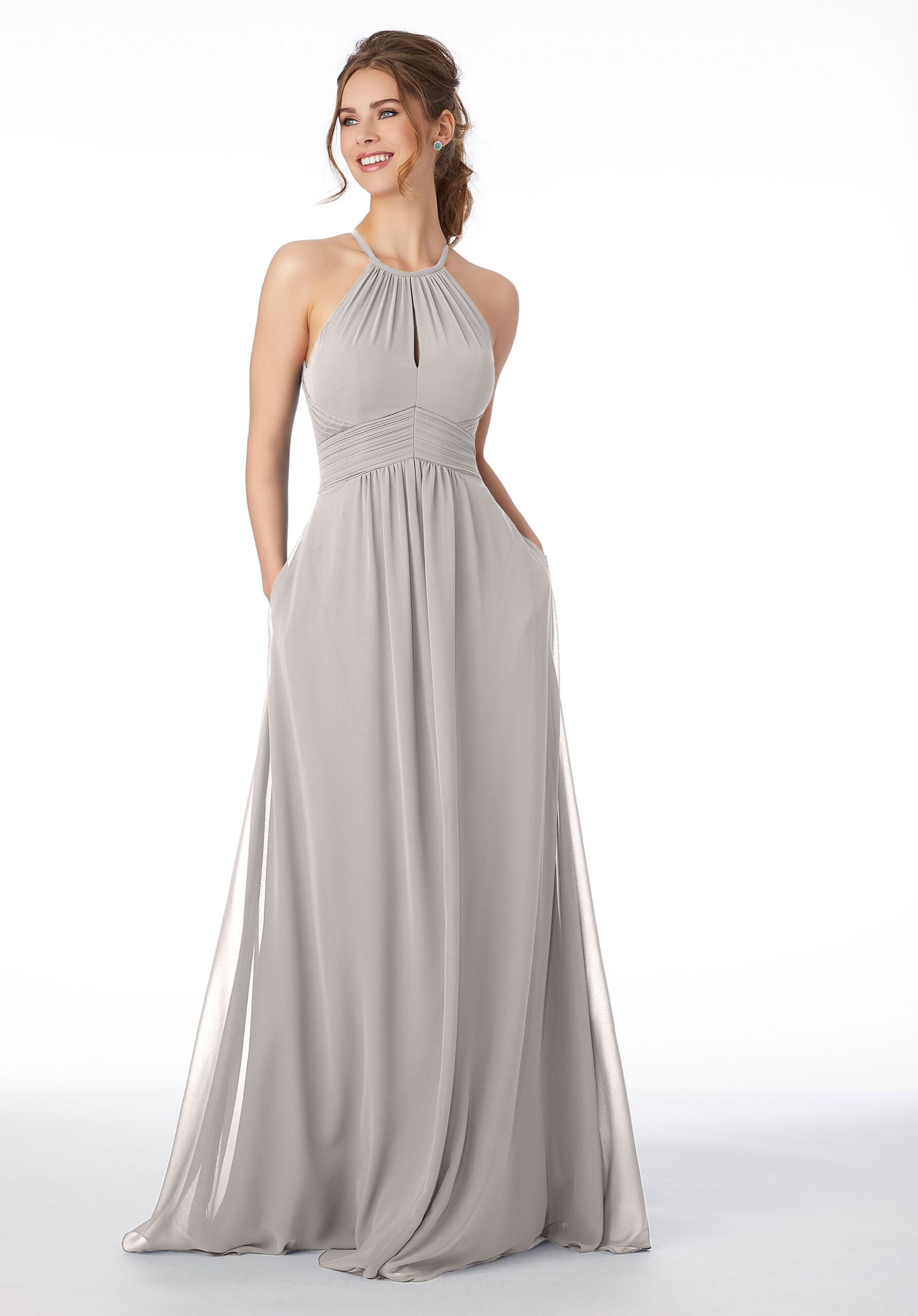 Formal Dresses Long Formal Pleated A Line Dress MGNY Madeline Gardner New York 21695 Silver