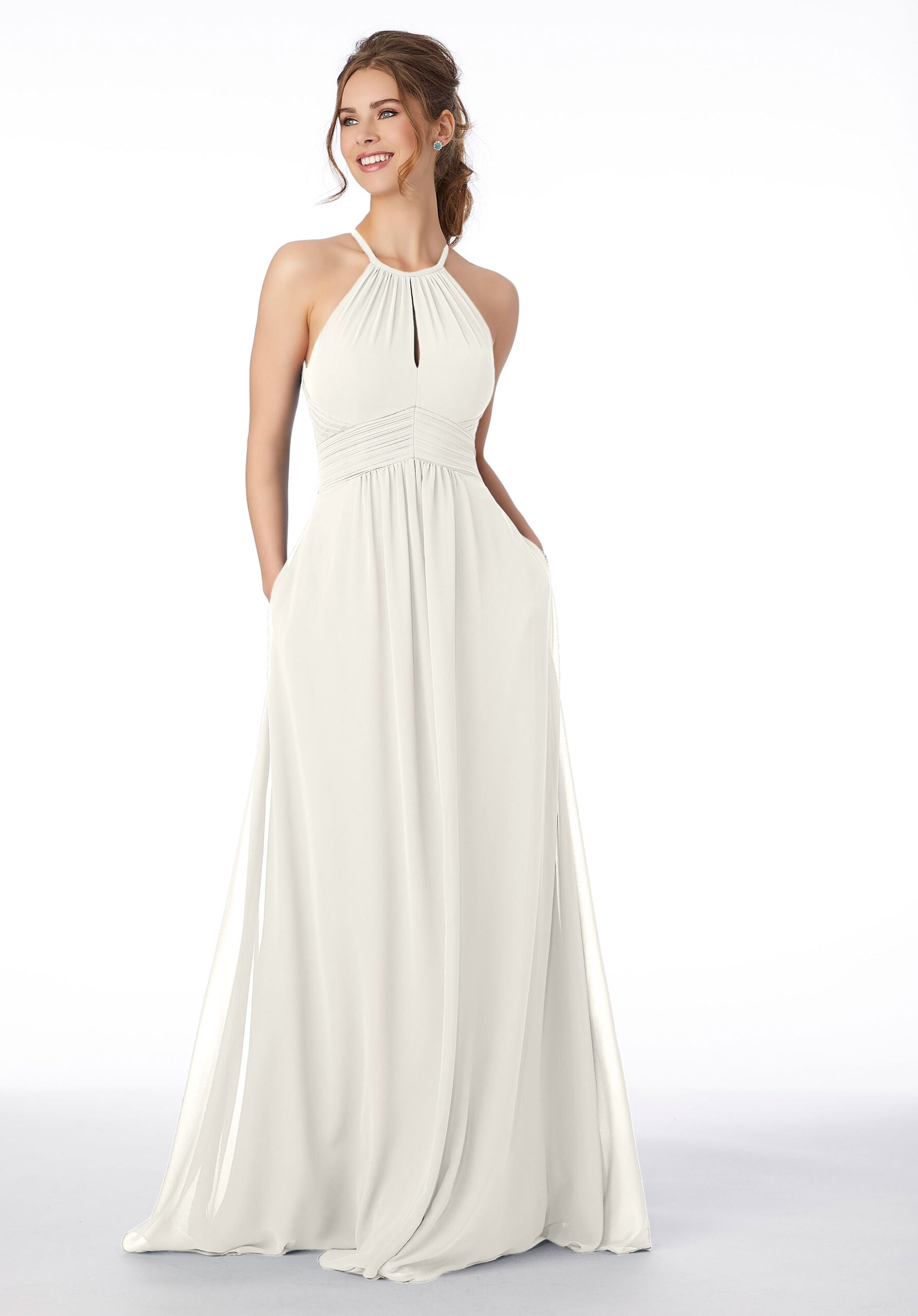 Wedding Dresses A Line Long Pleated Wedding Dress MGNY Madeline Gardner New York 21695 Ivory